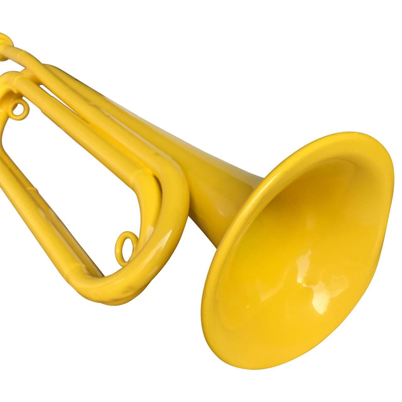 Powder-Coated Vintage Bugle Or Trumpet In Bright Yellow Powdercoating