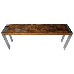 Milo Baughman Rosewood and Chromed Steel Console Table