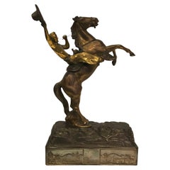 Large Wild West Cowboy and Horse Sculpture