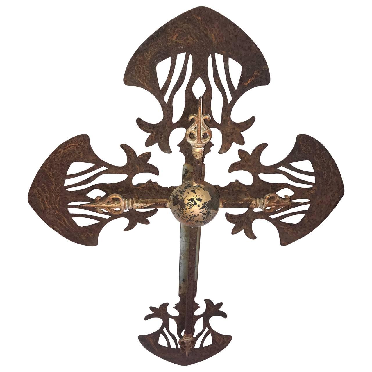 Hand-Crafted Large French 19th Century Religious Iron Cross