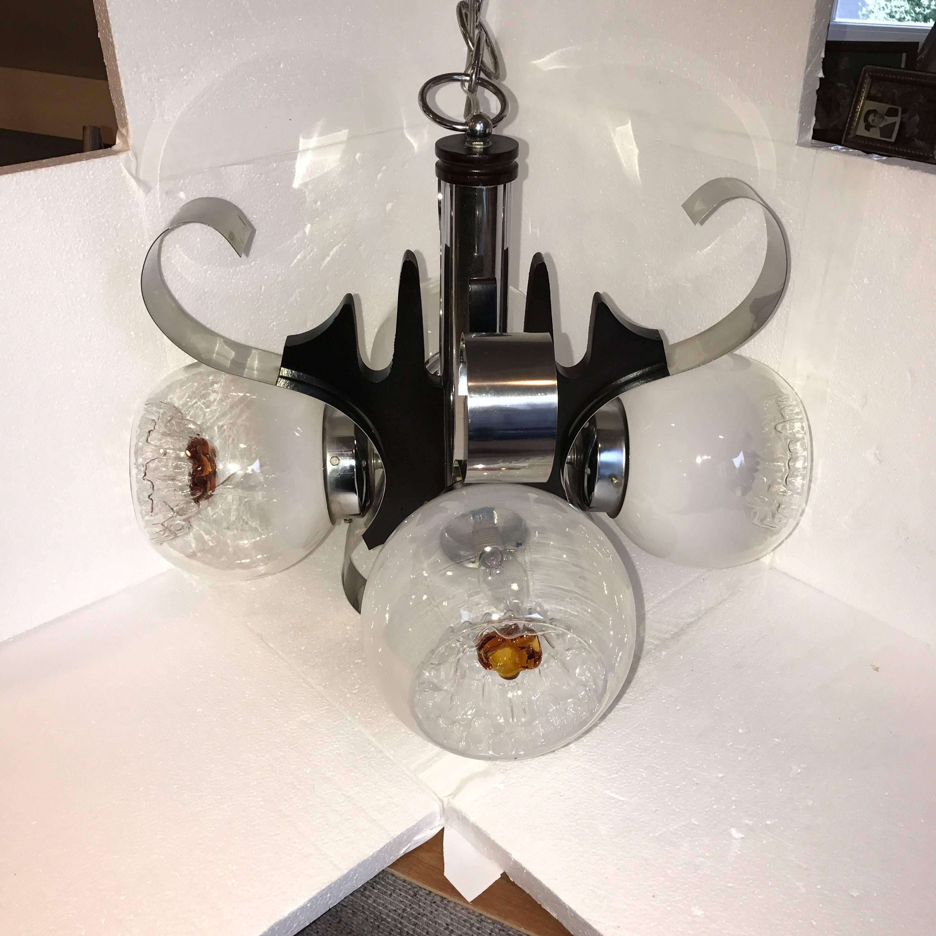 Italian Four-Light Pendant Lamp, Mid-Century Modern 1