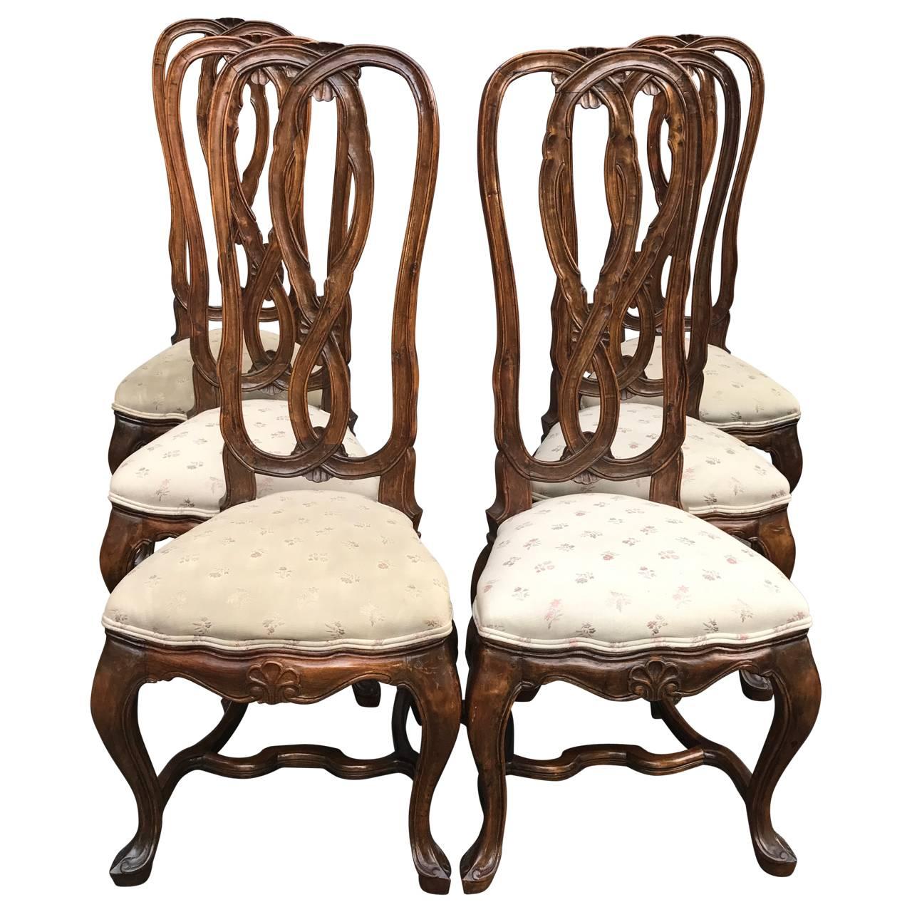 Set Of Six Rococo Style Dining Room Chairs In Good Condition In Haddonfield, NJ