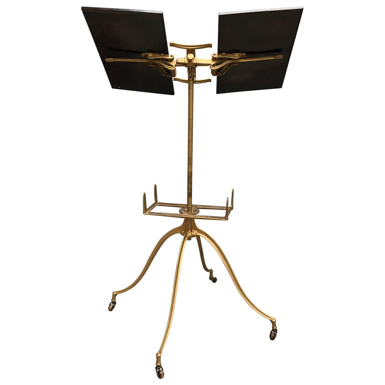 Painted Early 20th Century Gilded Metal And Wood Music Stand