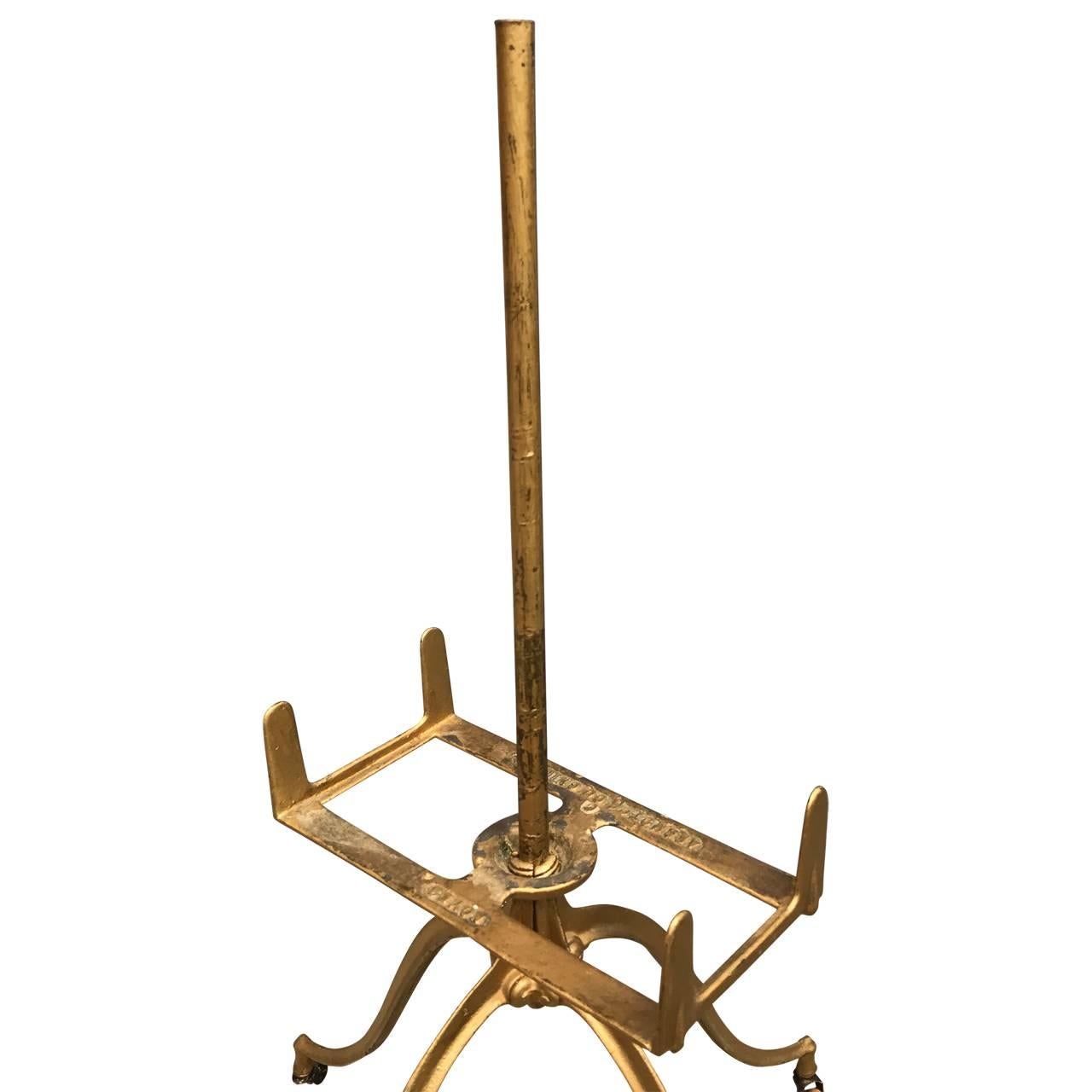 Iron Early 20th Century Gilded Metal And Wood Music Stand