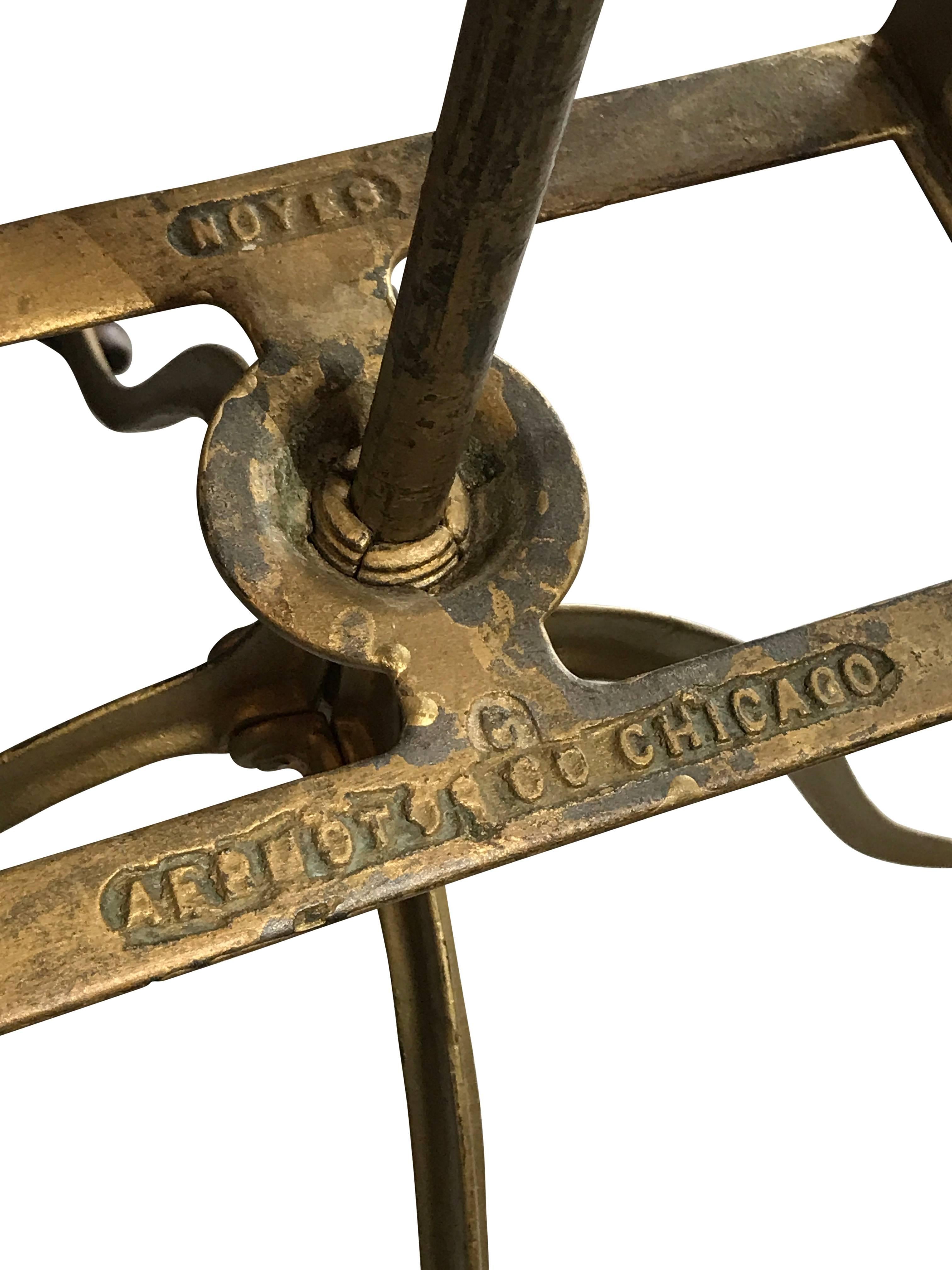 Early 20th Century Gilded Metal And Wood Music Stand 1