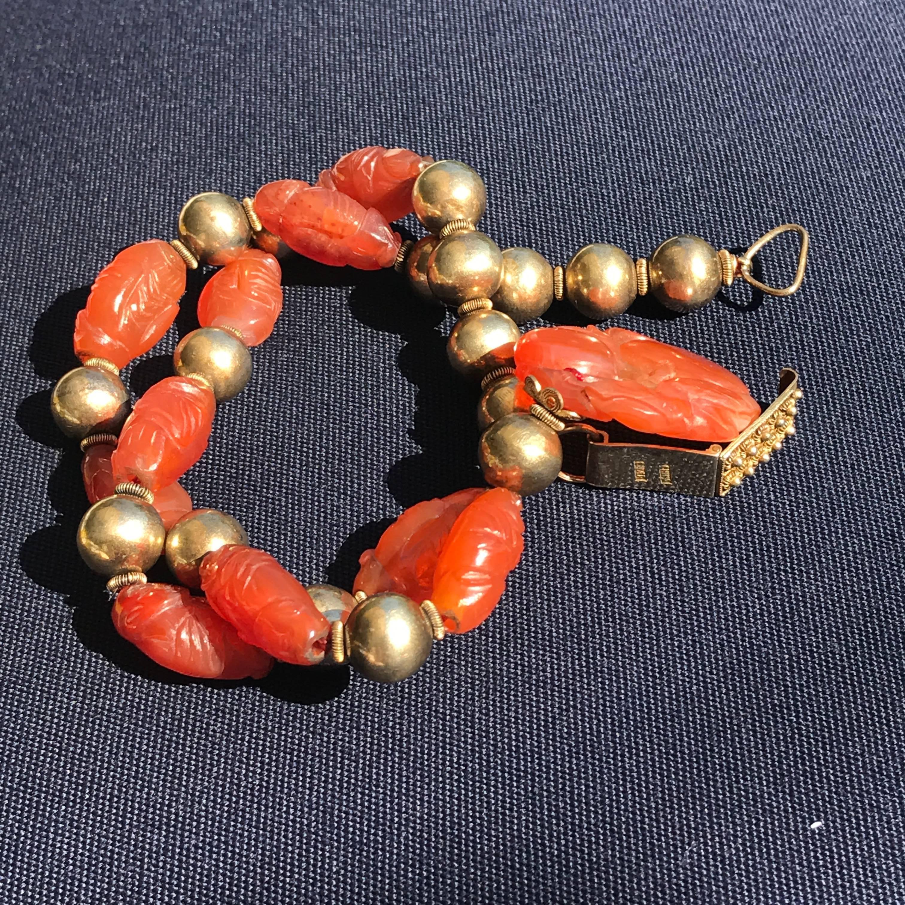 20th Century Vintage Chinese Carnelian Silver Necklace