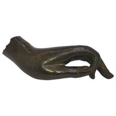 Large Bronze Buddha Hand Sculpture Fragment