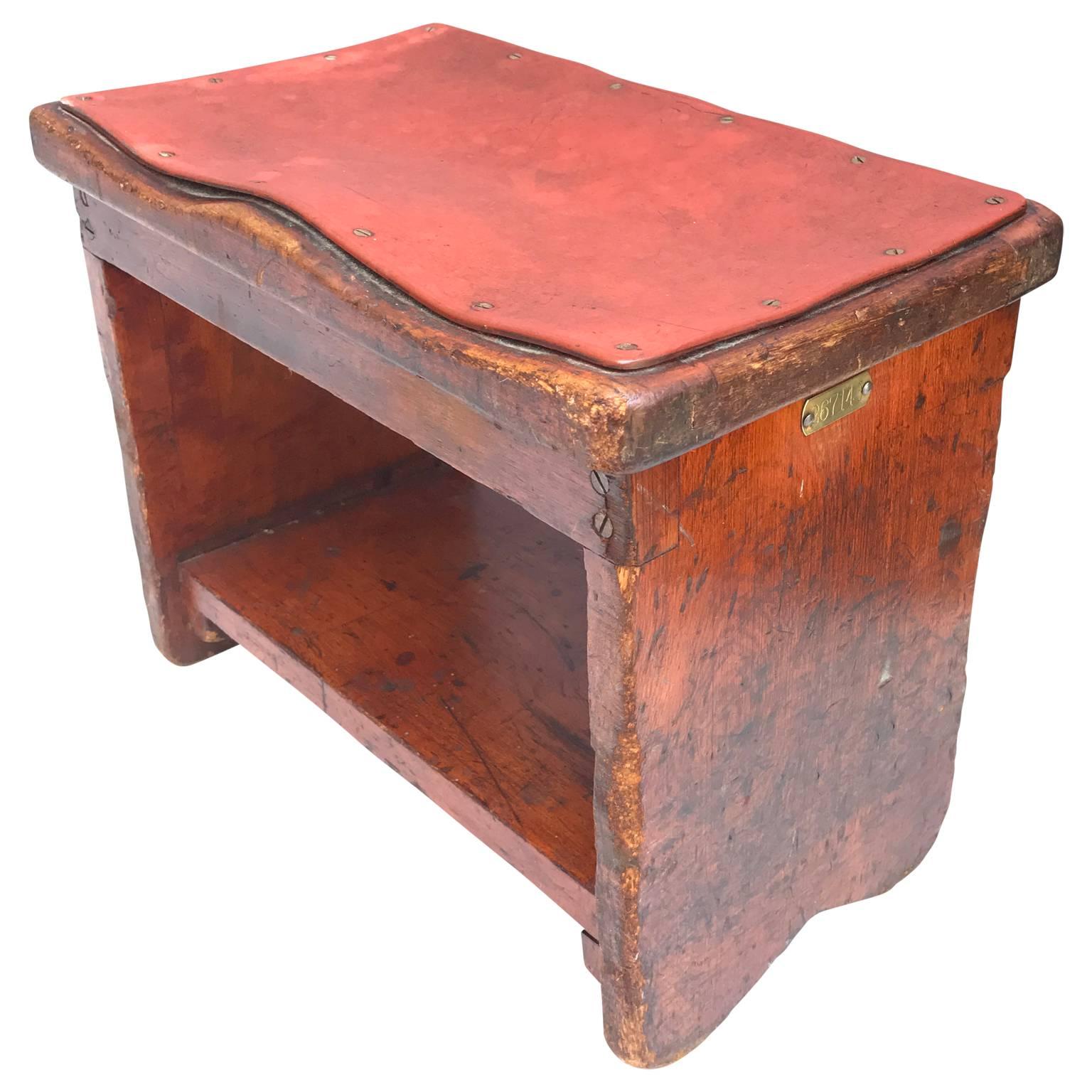 Vintage Wooden Shoe-Polishers Footstool  In Good Condition In Haddonfield, NJ