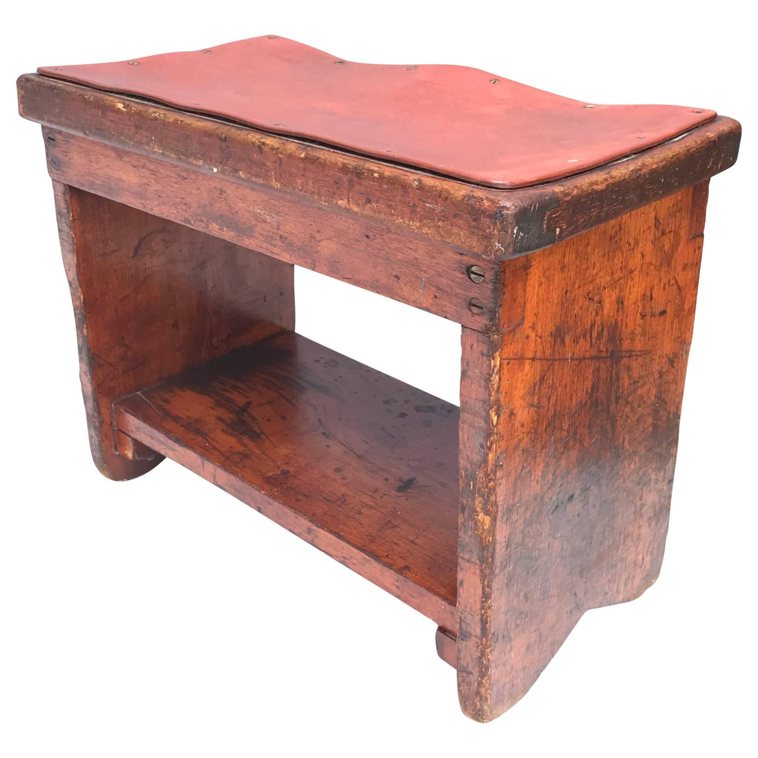 20th Century Vintage Wooden Shoe-Polishers Footstool 