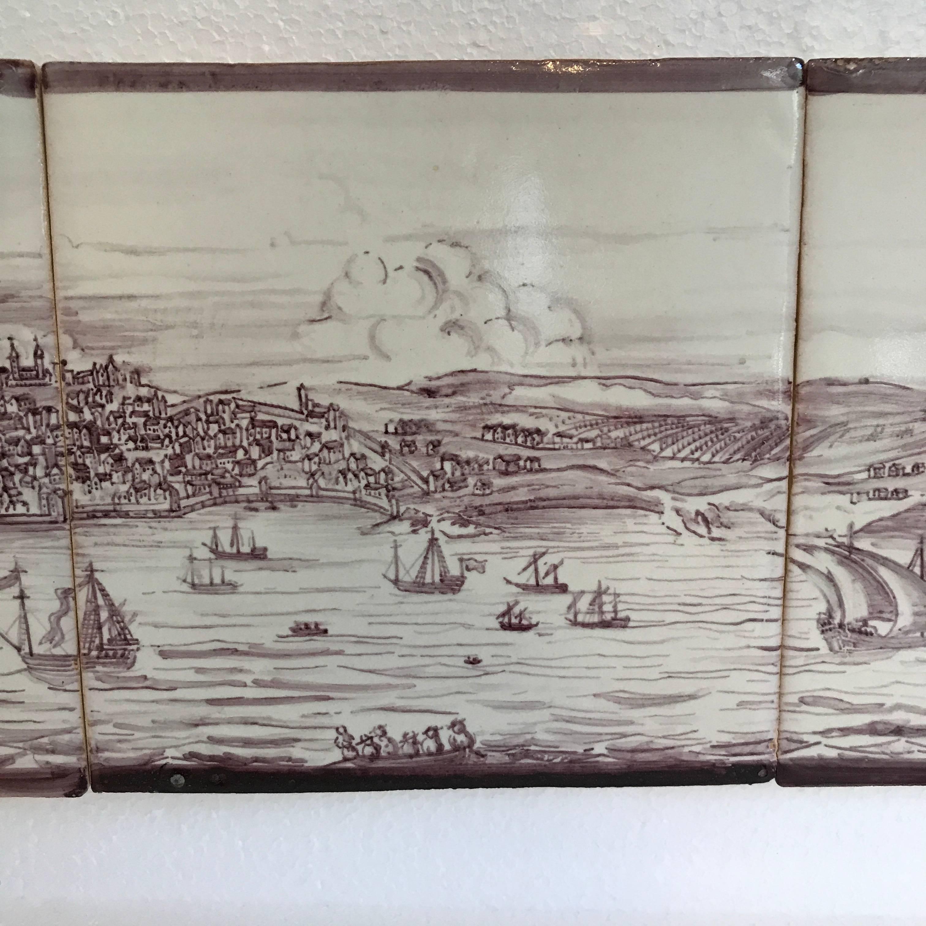 19th Century Tile Painting of Santa Anna Harbor 2