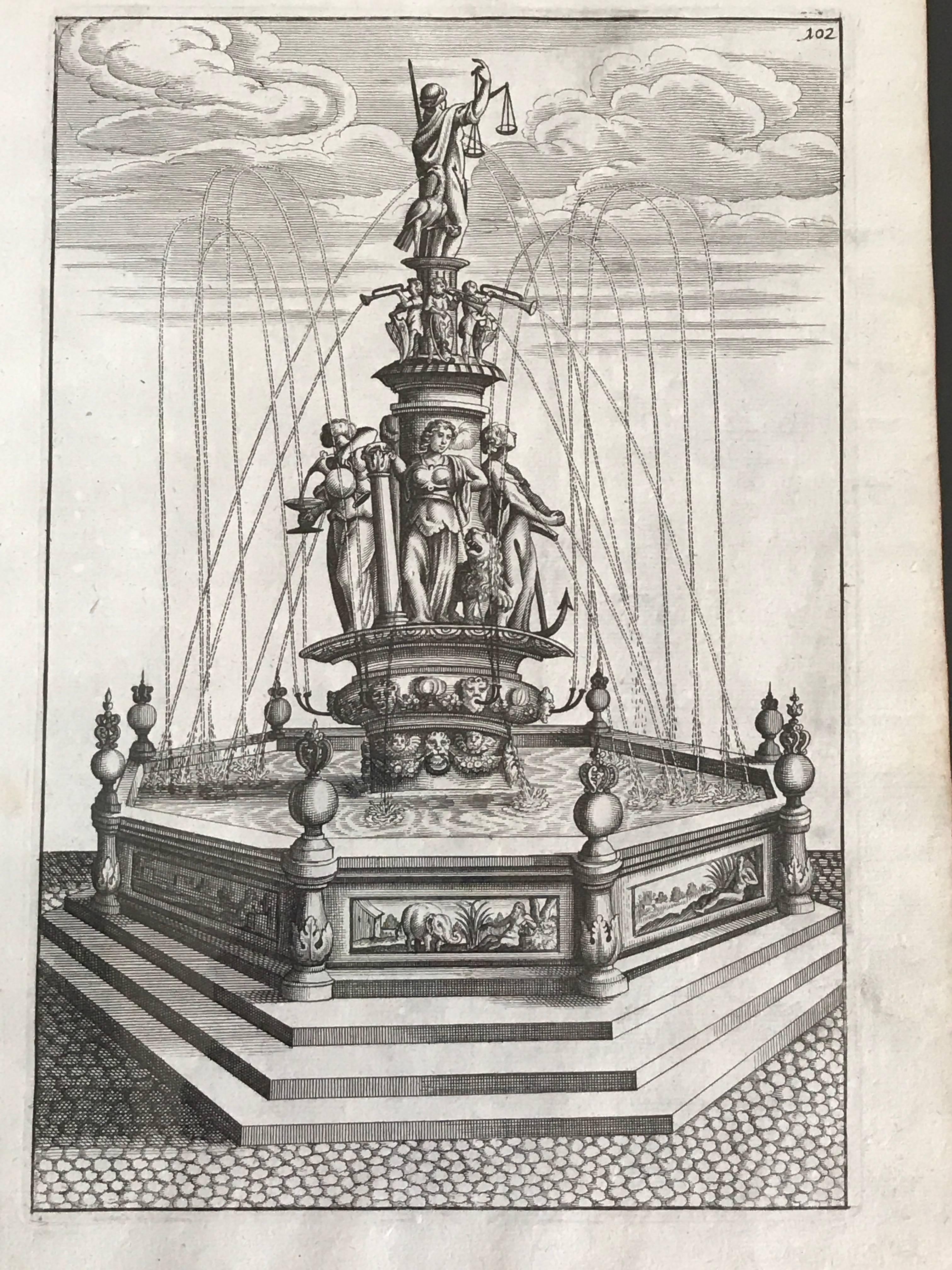 Two 18th Century Etchings of Fountain Scenes 1