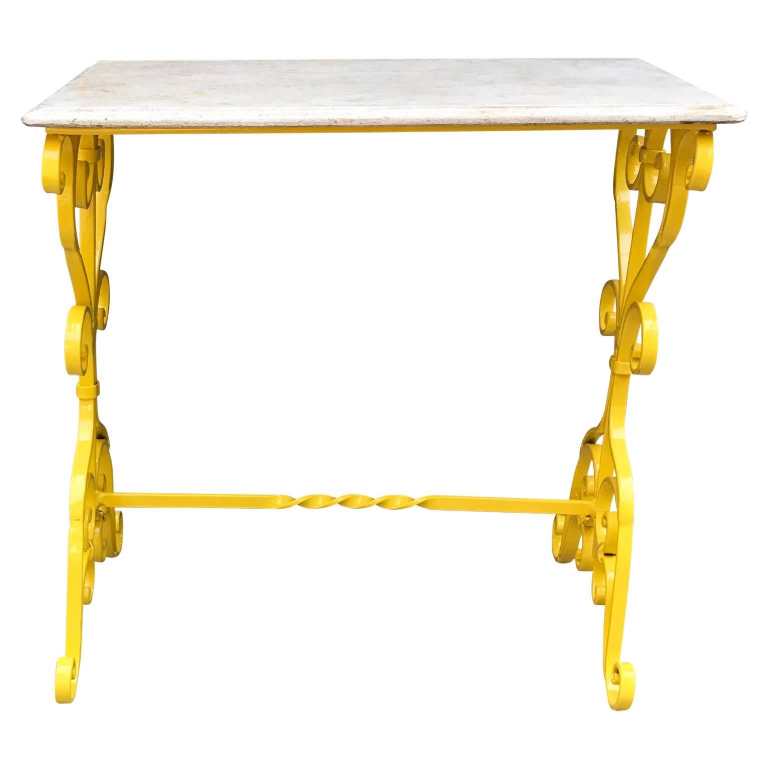 Single Sunshine Yellow Metal Garden Stone-Top Table 1