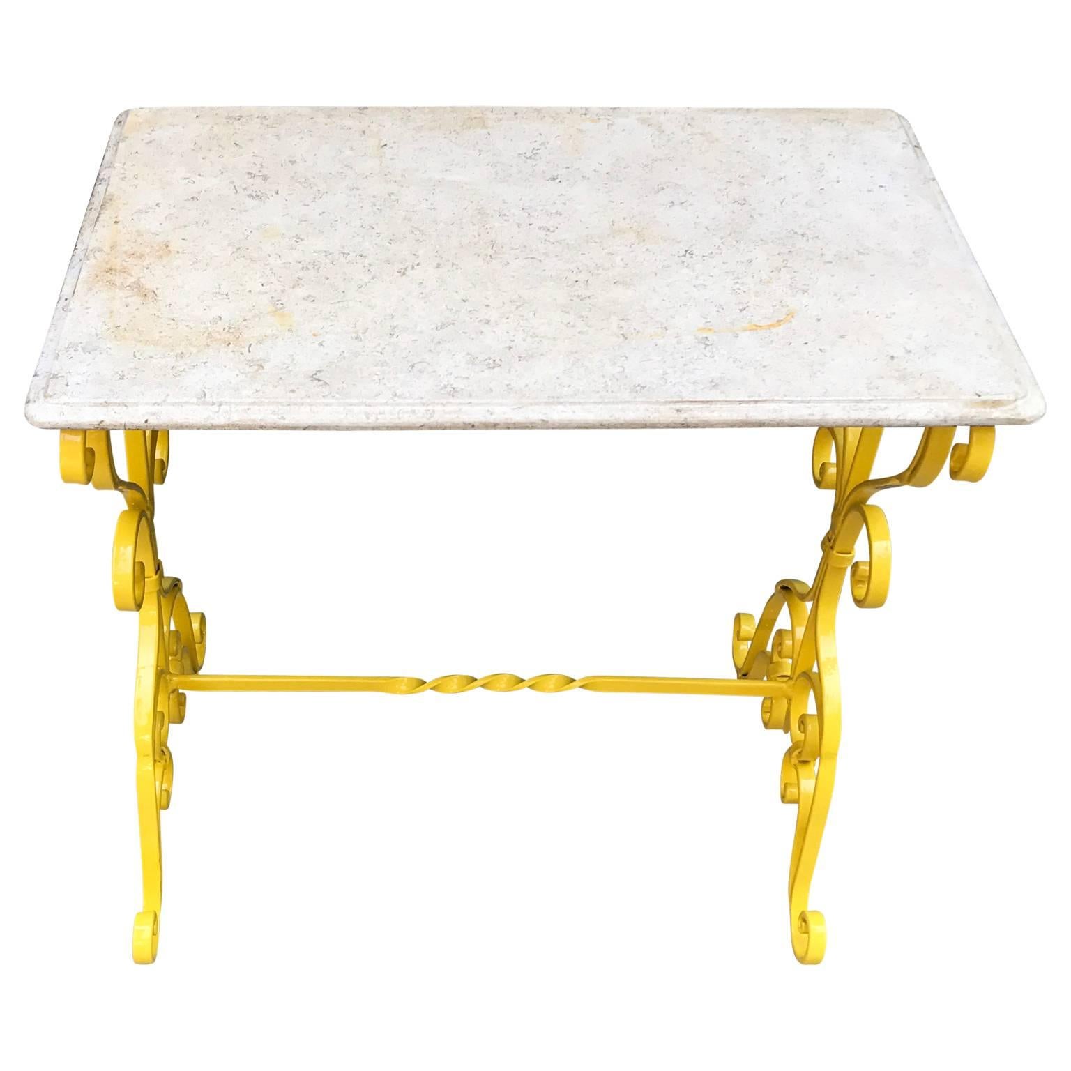 Single Sunshine Yellow Metal Garden Stone-Top Table 2