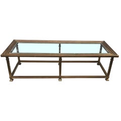 Rectangular Mid-Century Modern Brass Cocktail Table