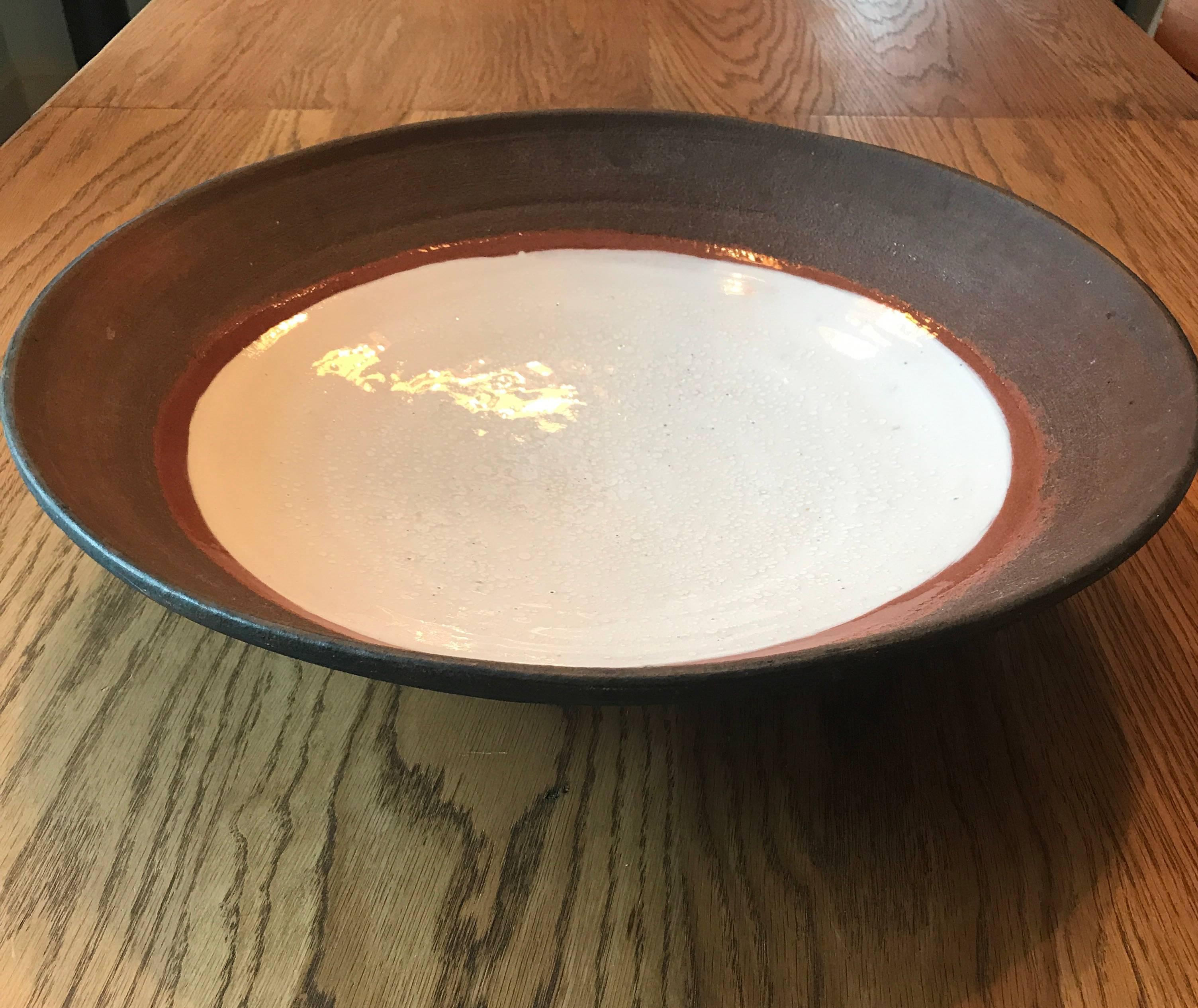 Large Mid-Century Modern Glazed Stoneware Charger Plate For Sale 3