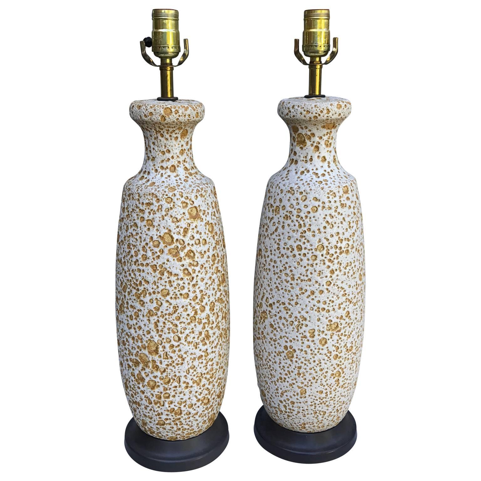 Cast Pair of Midcentury Ceramic Lamps