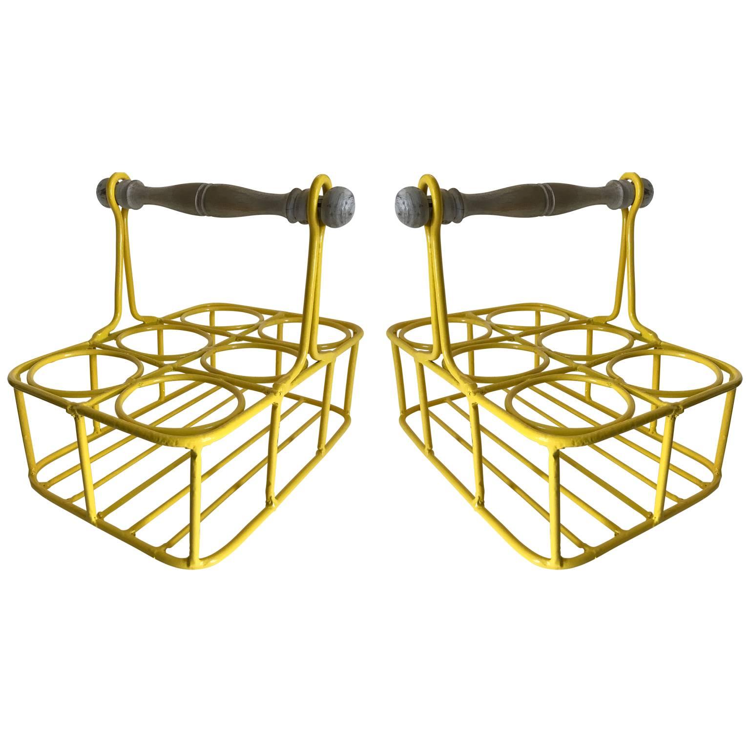 20th Century Set of Two Wine Racks or Planters in Bright Sunshine Yellow