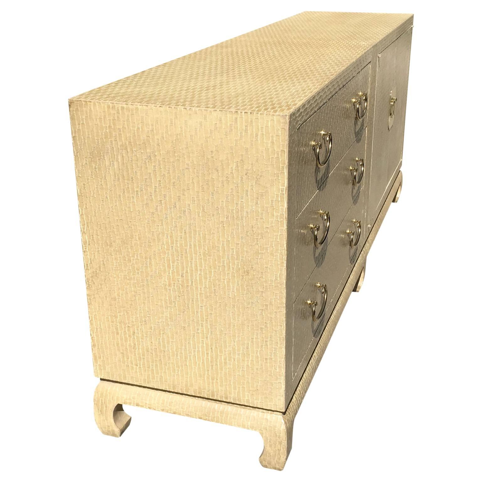 American Baker Asian Modern Sideboard in Grasscloth