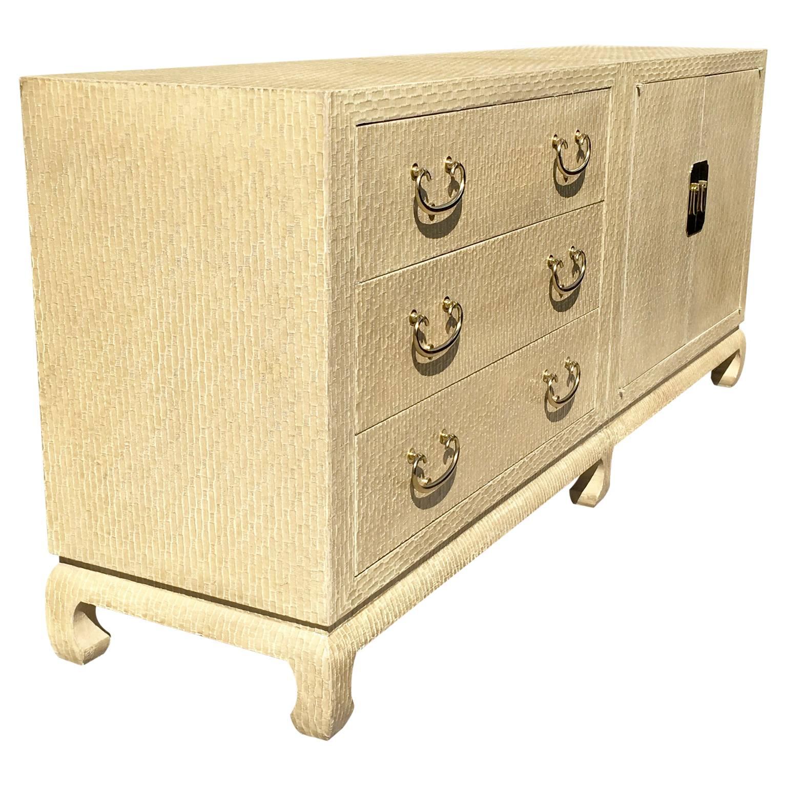Brass Baker Asian Modern Sideboard in Grasscloth