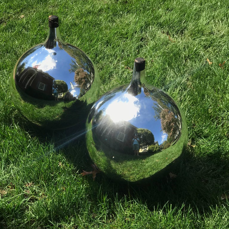 Large Pair of Decorative Mercury Glass Balls For Sale at 1stdibs