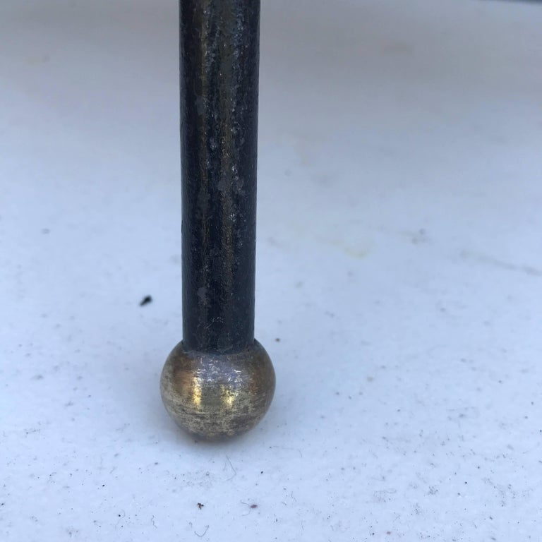 MidCentury Modern Brass Ball Feet Ottoman For Sale at 1stdibs