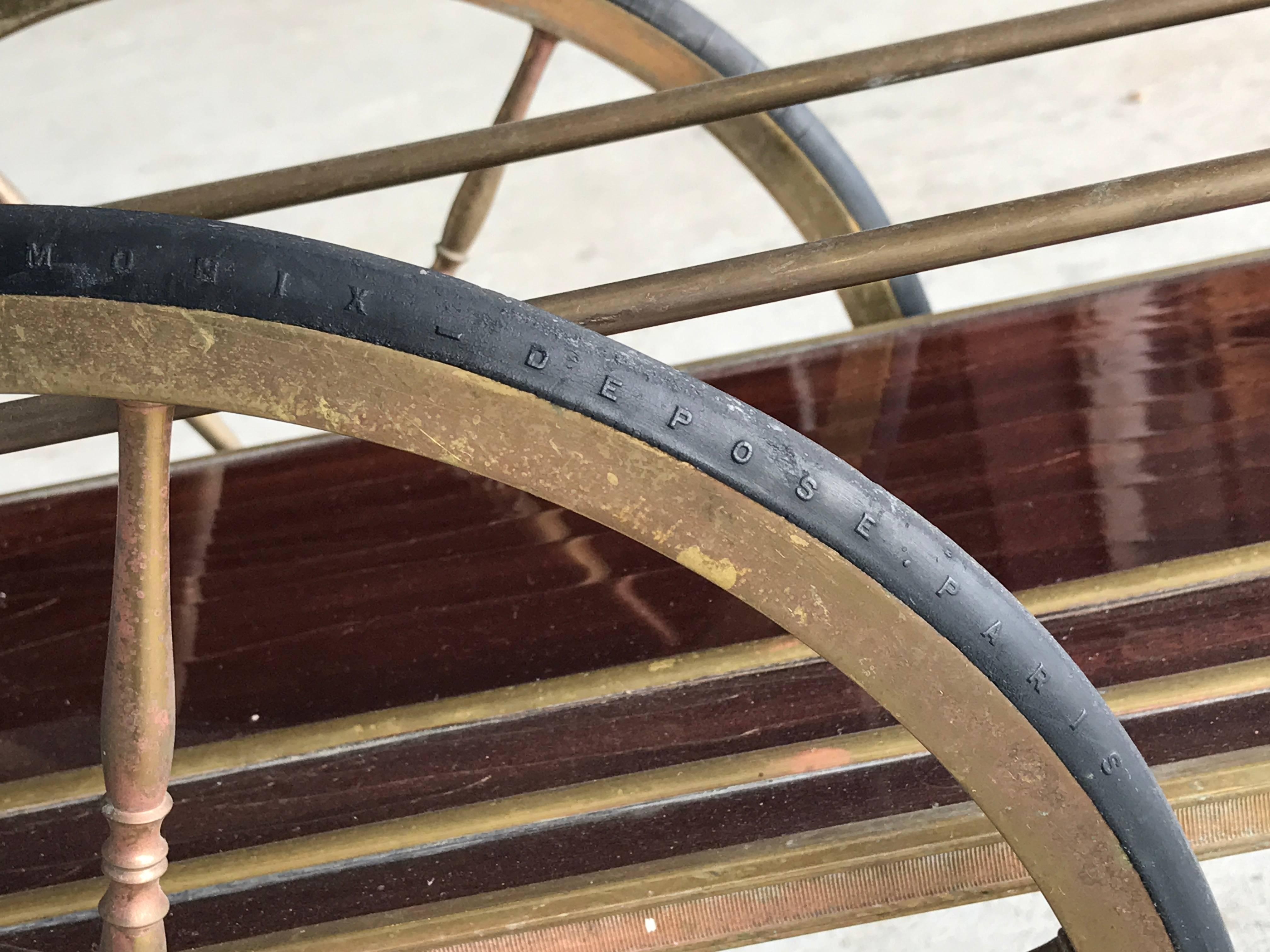 Three-Tiered Mahogany and Brass Bar Cart, 1940s, France In Good Condition In Haddonfield, NJ