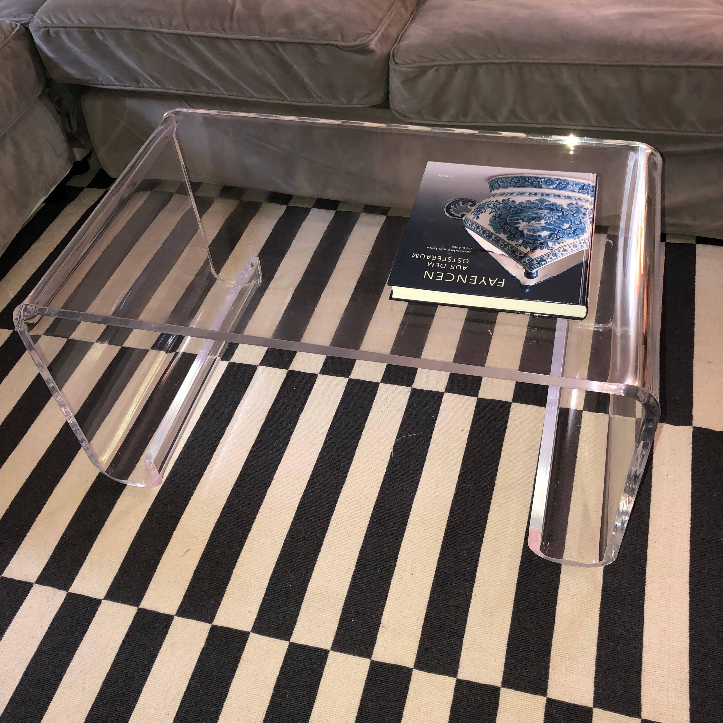 Mid-Century Modern Hollis Jones Style Lucite Waterfall Cocktail Table For Sale