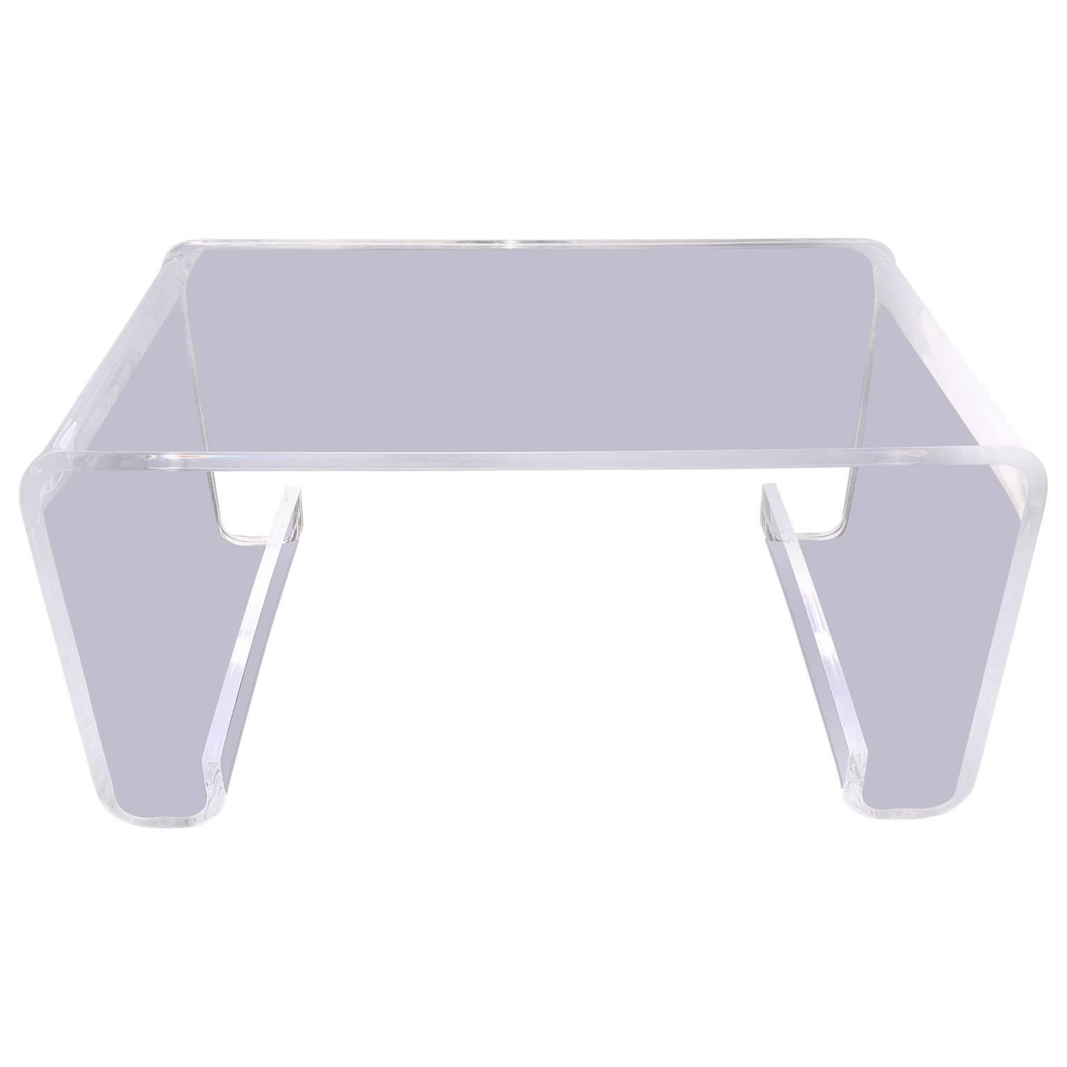 Hand-Crafted Hollis Jones Style Lucite Waterfall Cocktail Table For Sale