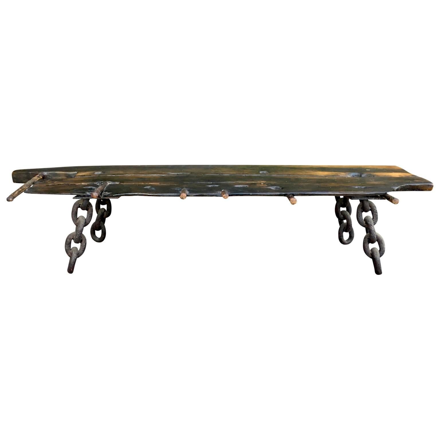 M. Stalker Long Studio bench from shipwreck wood and chain, 1863-1886

Studio piece crafted from the main ship haul of the M. Stalker, a Great Lakes 1863 Civil War period wood schooner that sank in 1914. This piece has a beautiful luster all of