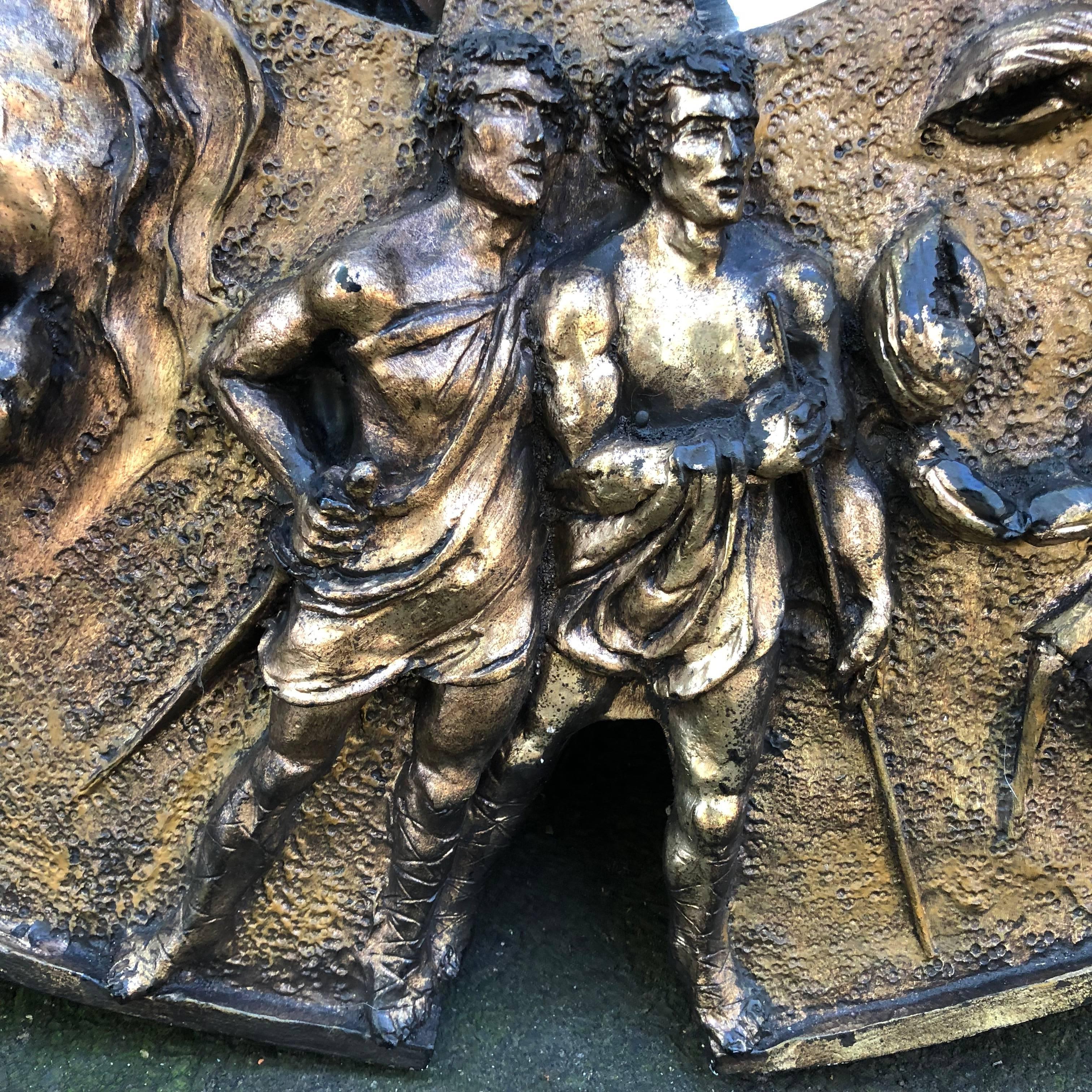 Pair Of Large Round Bronzed Zodiac Sunburst Wall Mirrors 3