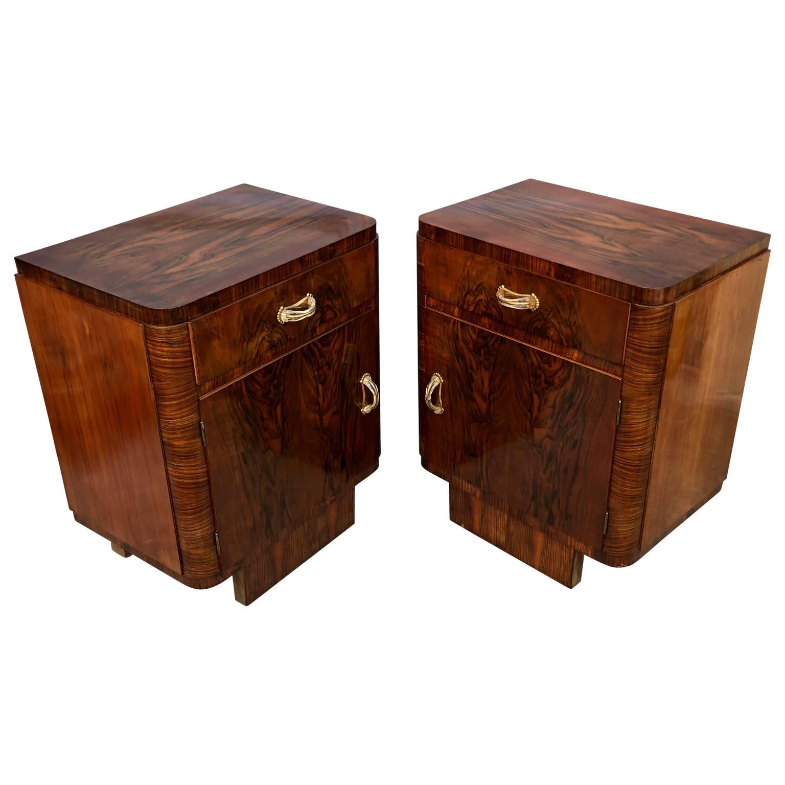 Pair of Italian Art Deco Night Stand Tables In Good Condition In Haddonfield, NJ