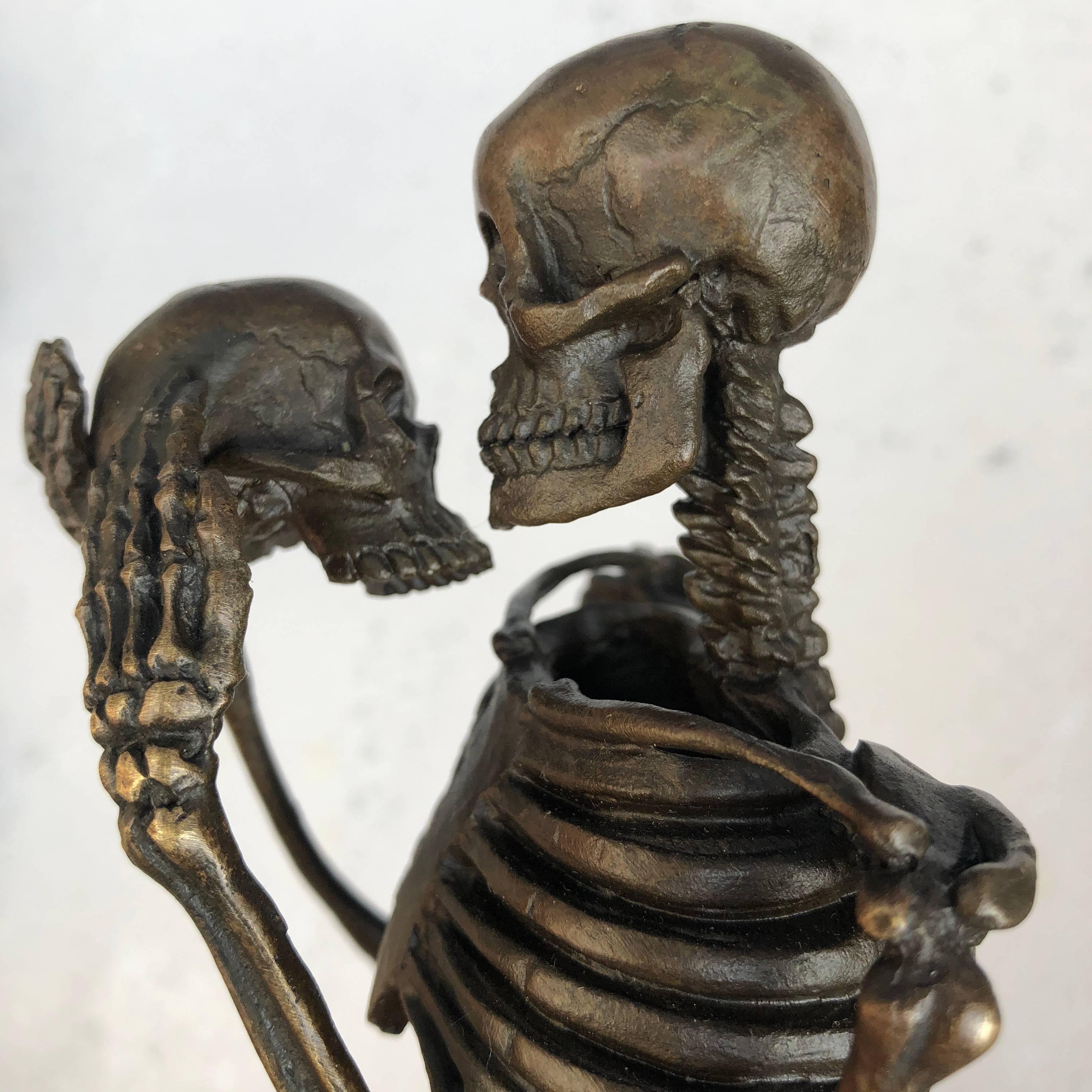 20th Century Momento Mori Vienna Bronze of Full Skeleton and Skull by Carl Kauba