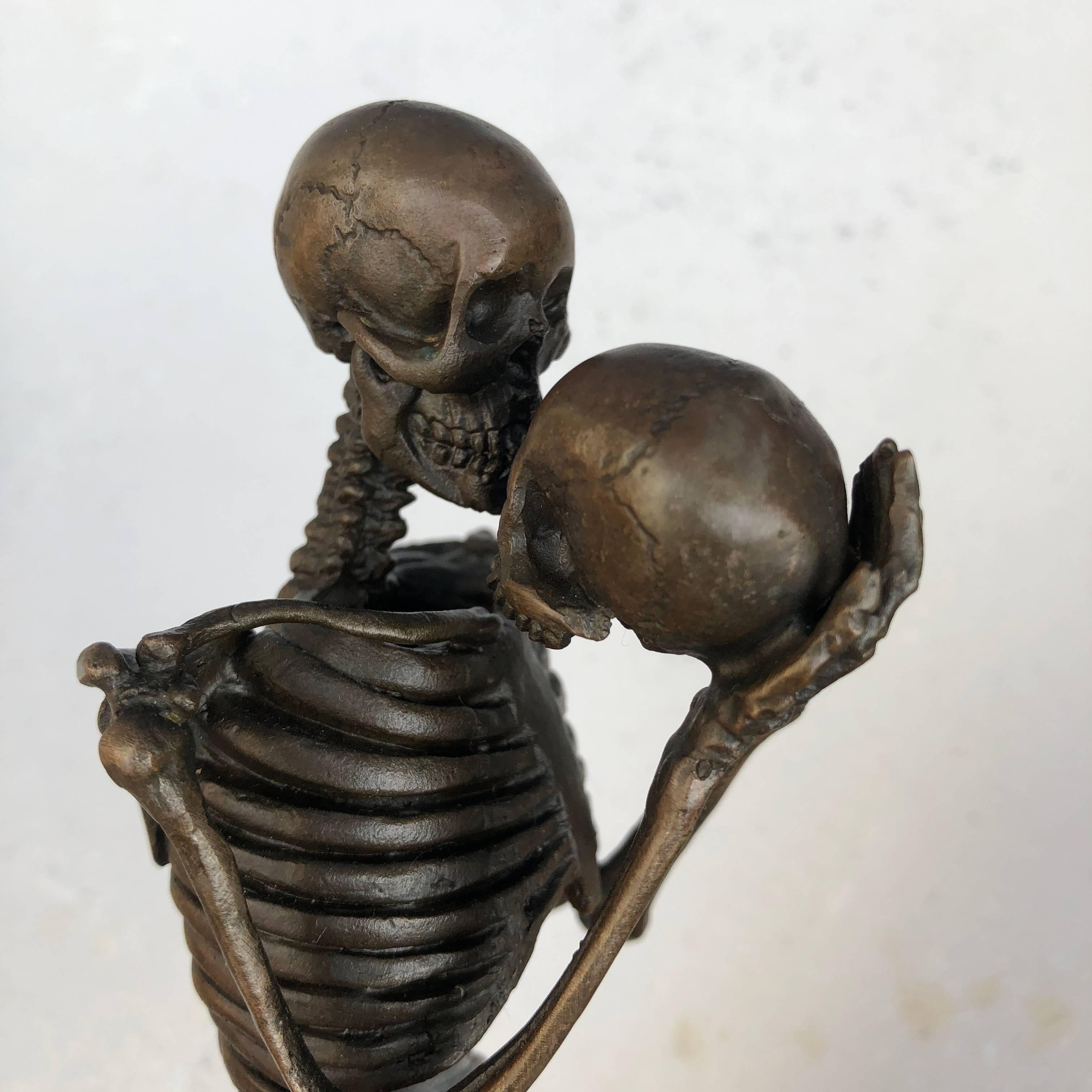 Momento Mori Vienna Bronze of Full Skeleton and Skull by Carl Kauba 1