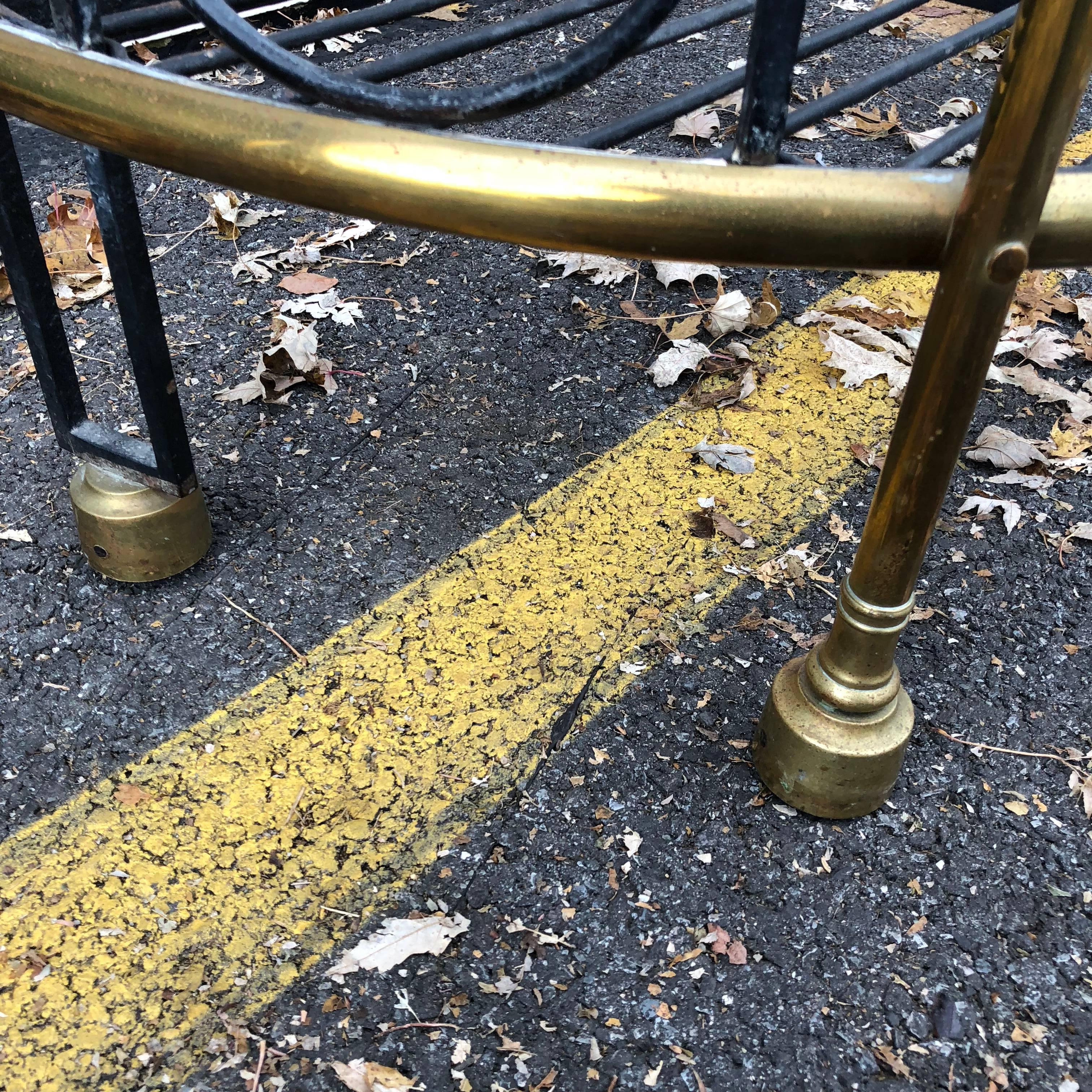 Large French 19th Century Bakers Rack Wrought Iron and Brass  In Good Condition In Haddonfield, NJ