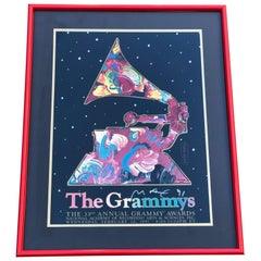 Signed Vintage Peter Max "The Grammy Poster, " 1991