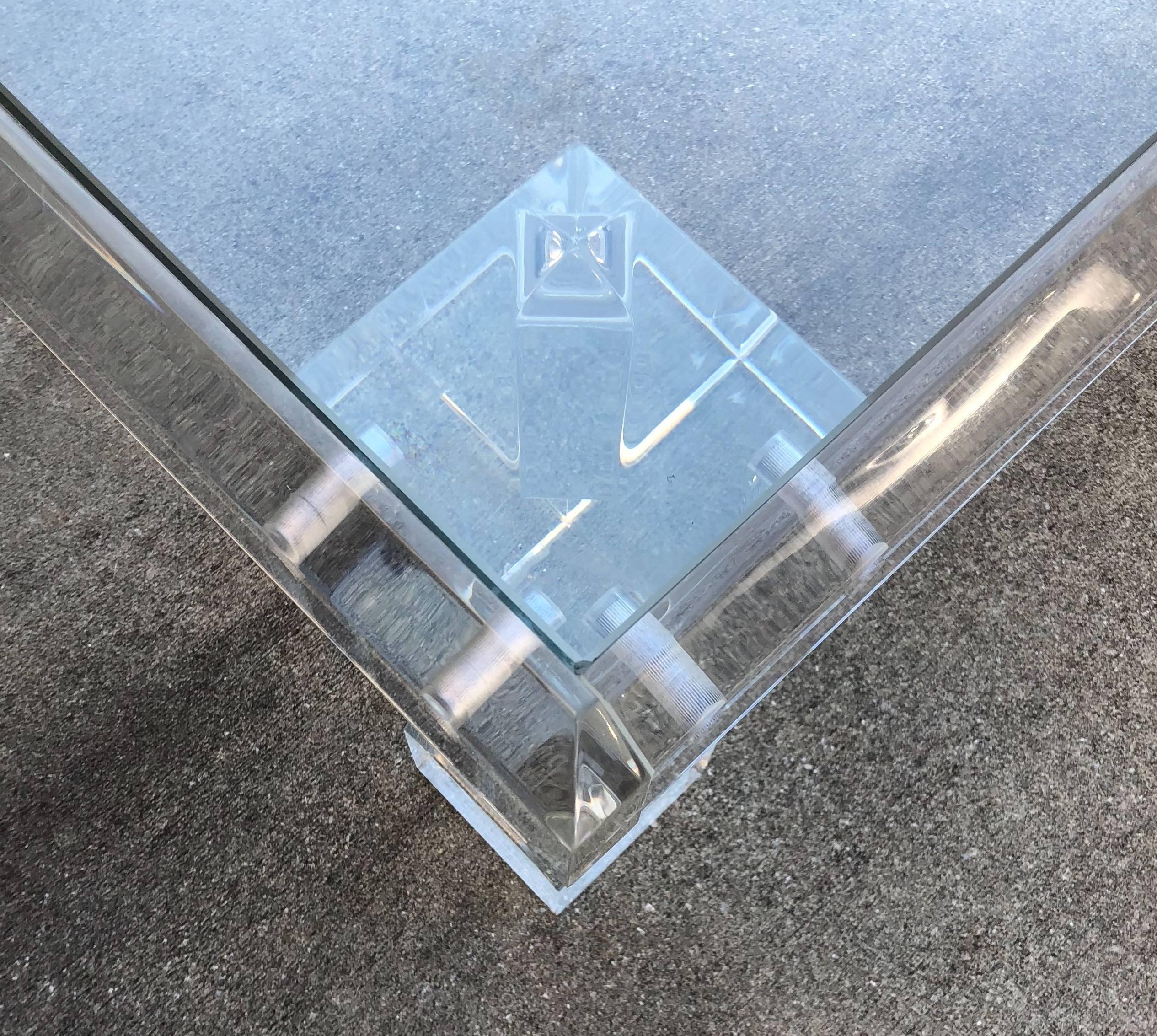 Lucite Square Mid-Century Modern Cocktail Table, Signed VJJ, 1978 3