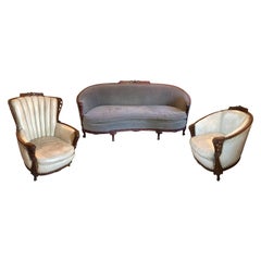  Suit of Gimbel Brothers Lounge Furniture: Sofa, Wingback and Club Chairs