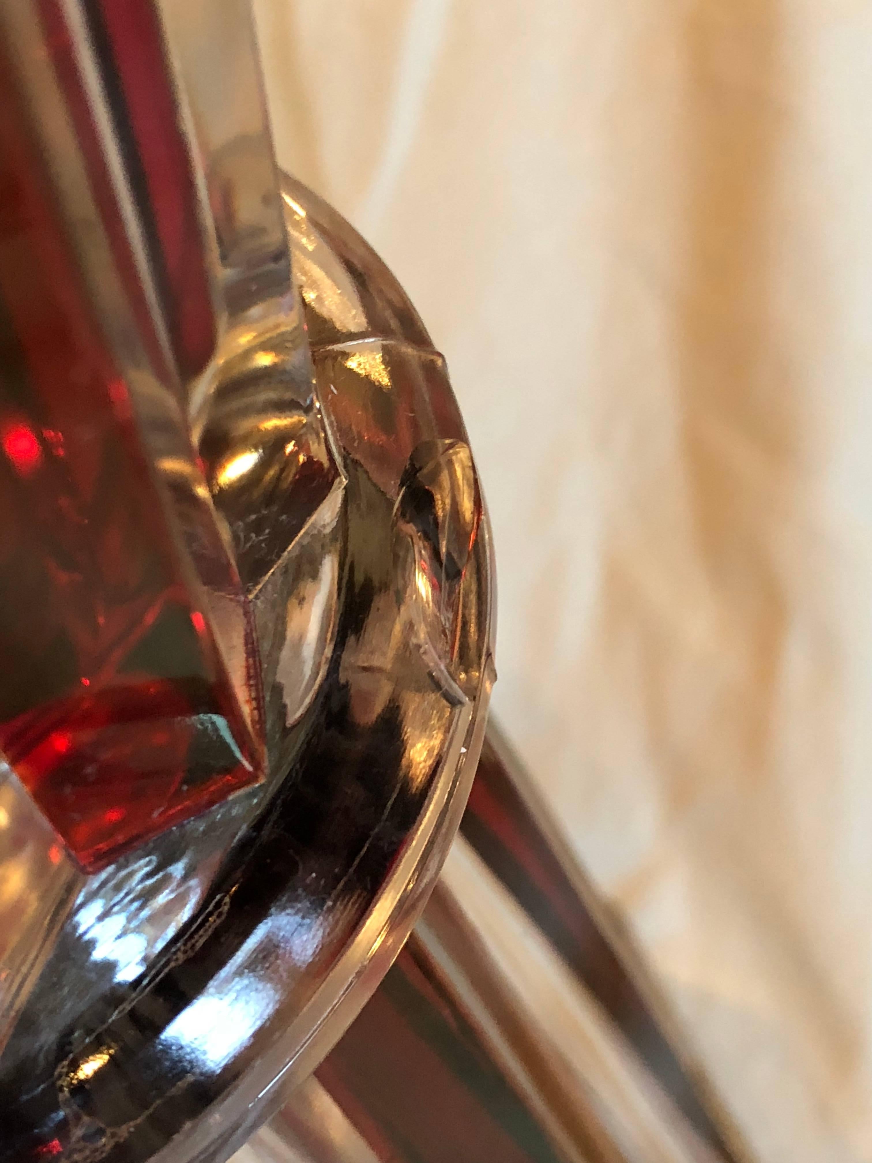 Mid-Century Modern Red And Clear Glass Table Lamp 4