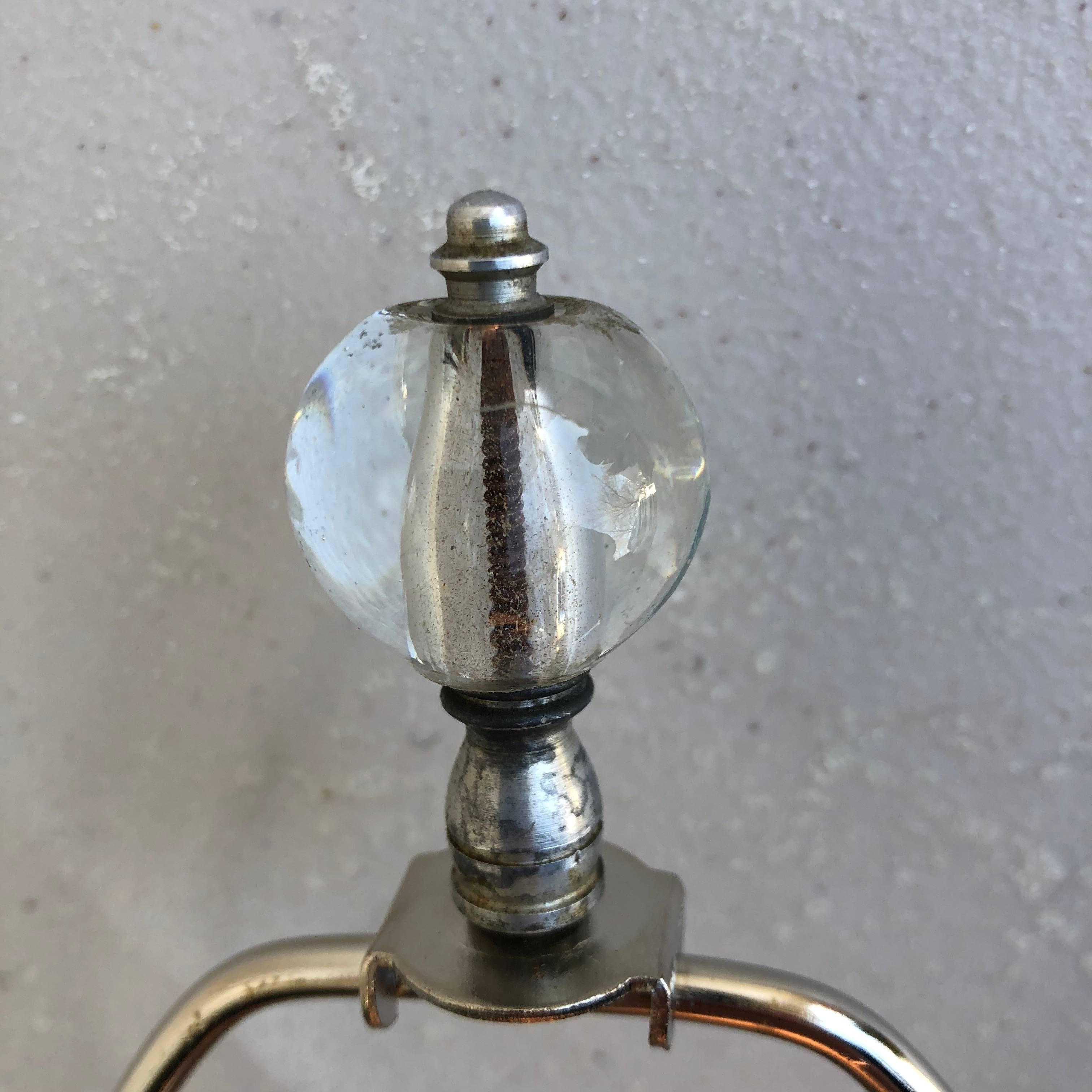 Lampe de bureau vintage en chrome brossé et verre biseauté, mi-siècle moderne en vente 1
