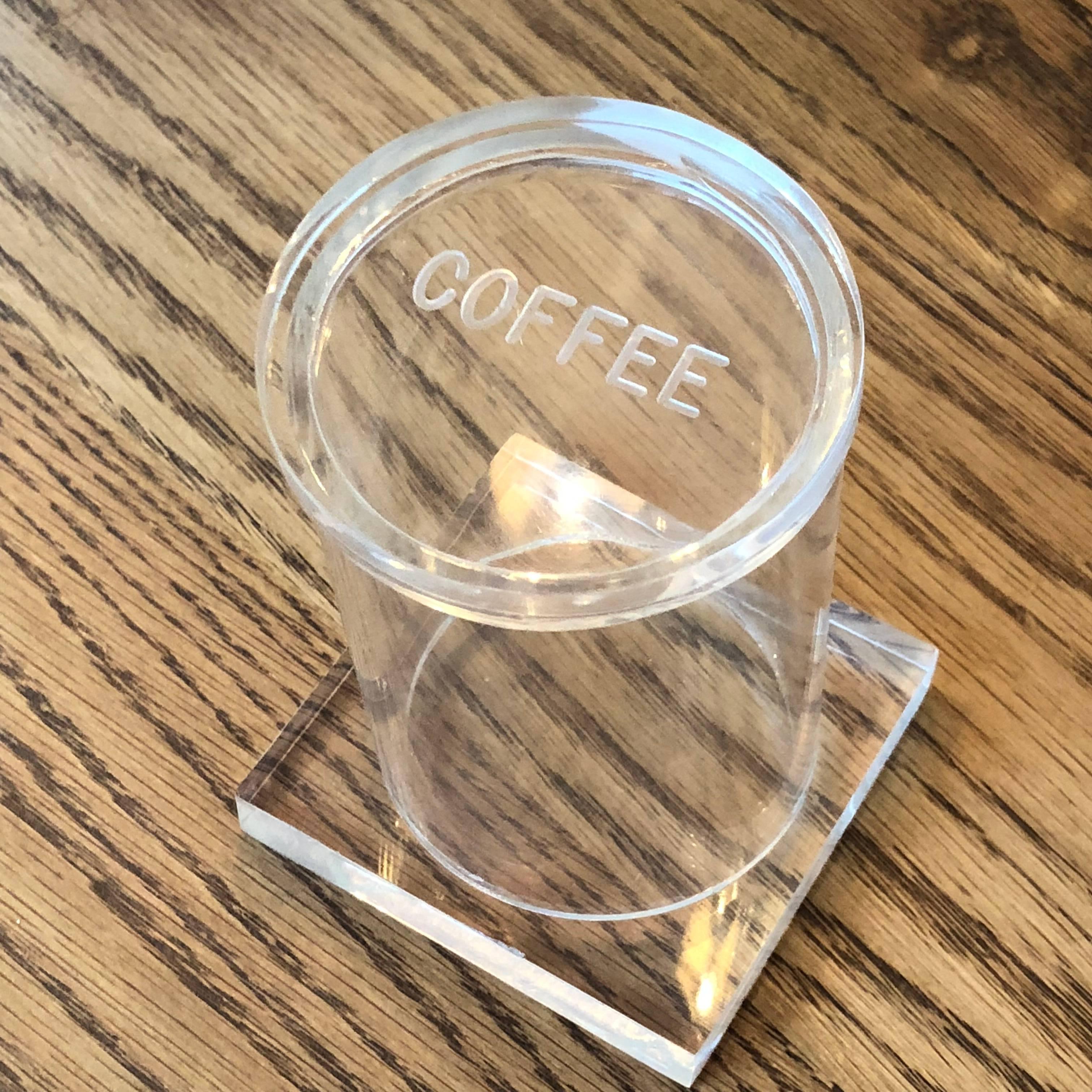 Set Of Vintage Acrylic Coffee, De-Caf And Tea Container   In Good Condition In Haddonfield, NJ