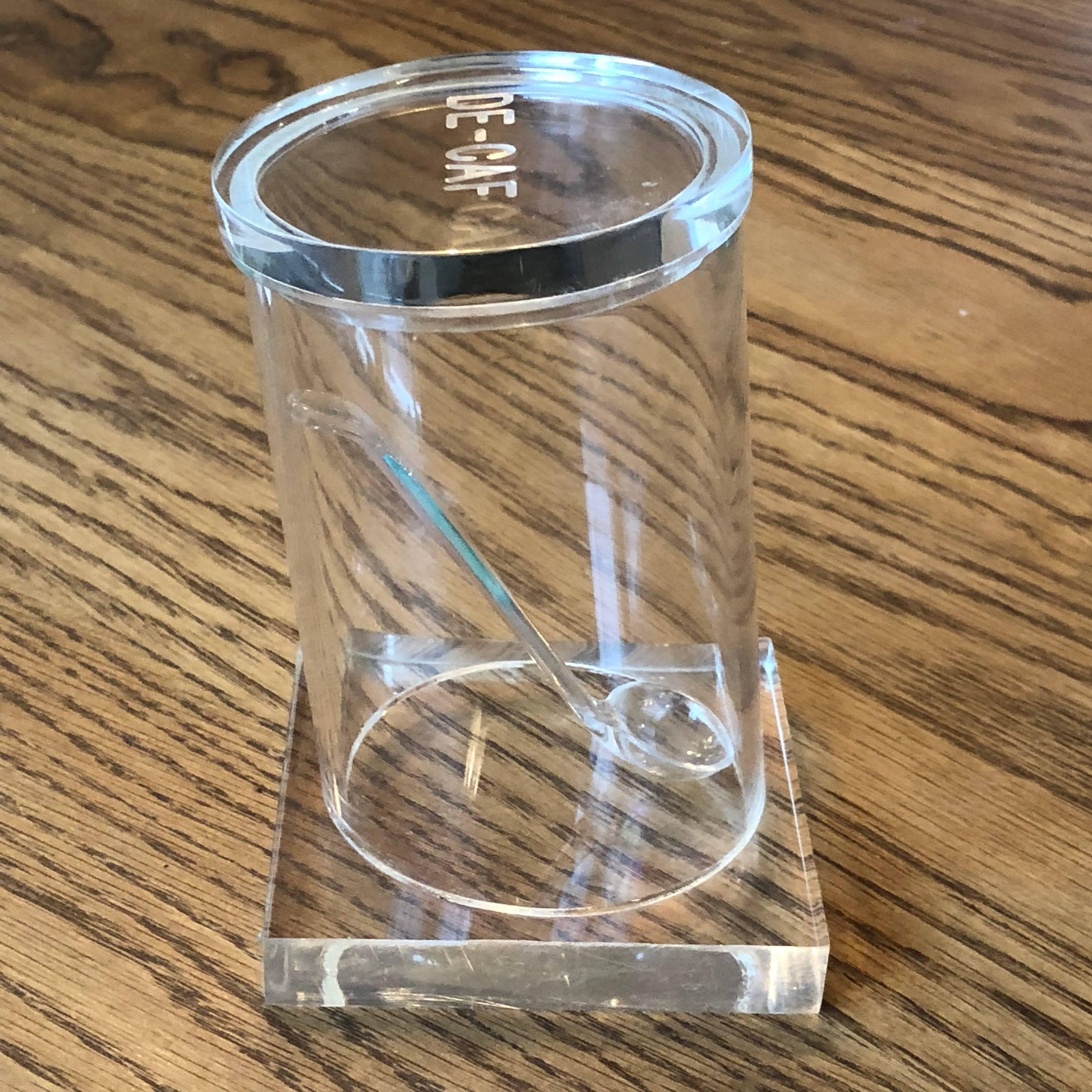 American Set Of Vintage Acrylic Coffee, De-Caf And Tea Container  