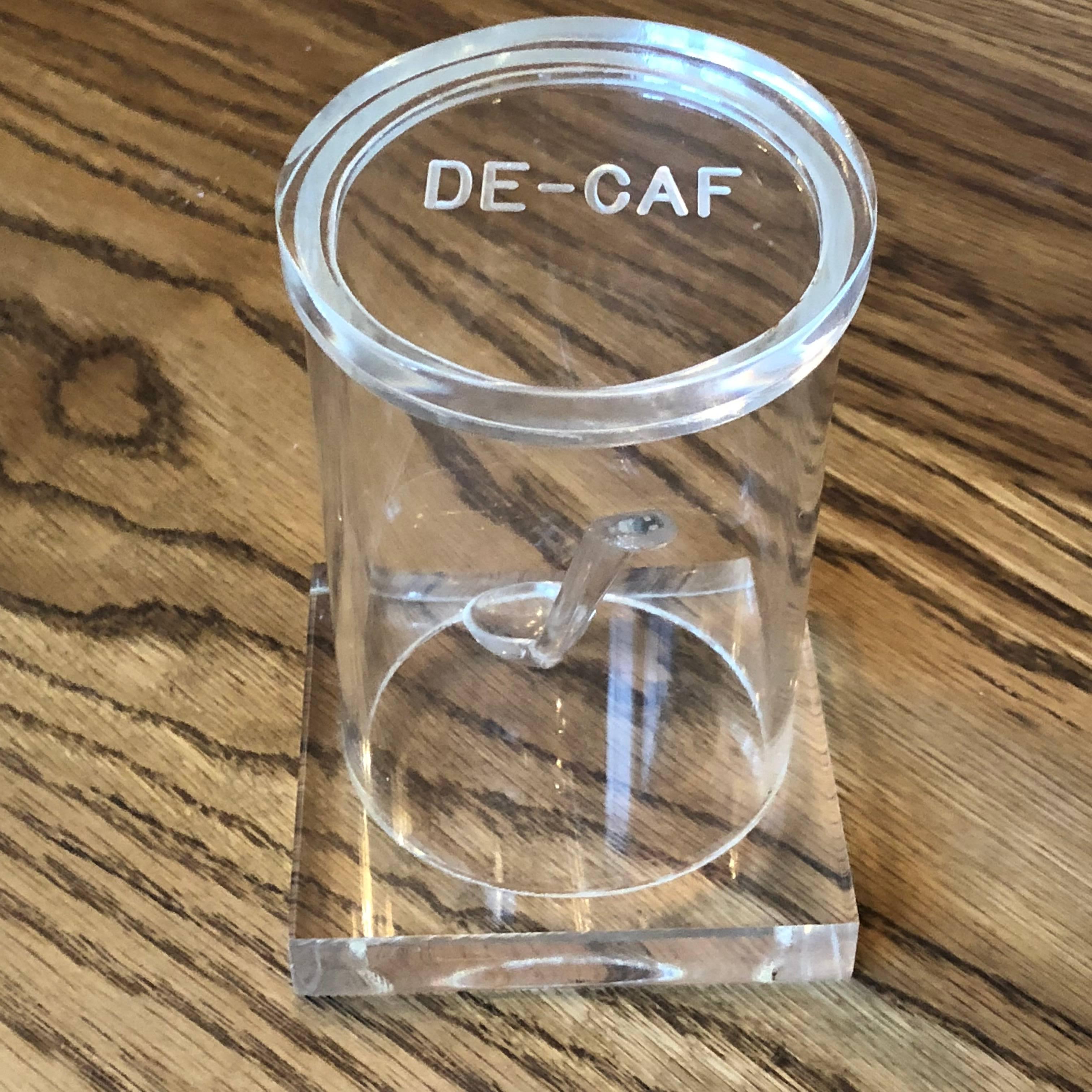 Modern Set Of Vintage Acrylic Coffee, De-Caf And Tea Container  