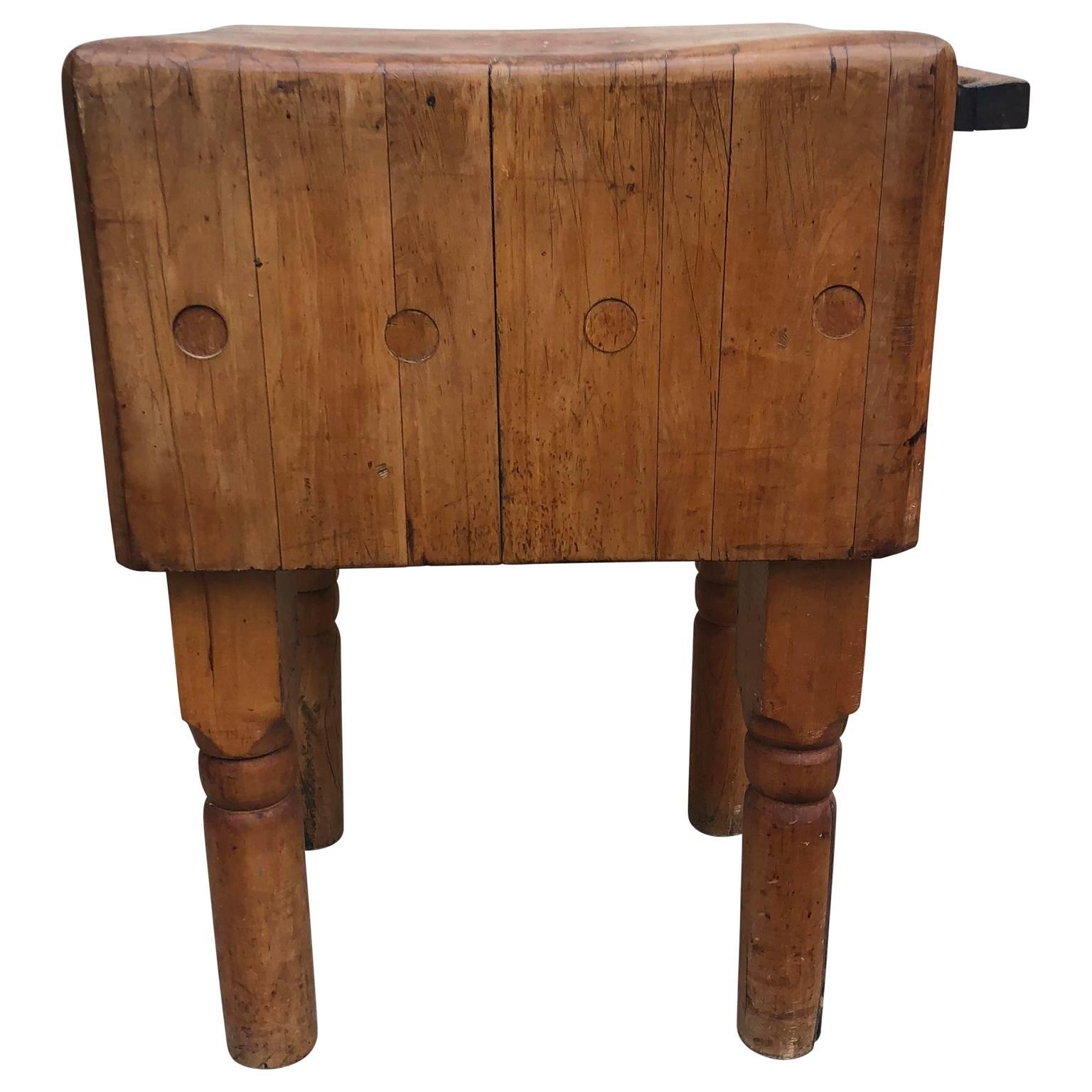 Industrial Large Vintage Maple Butchers Block Table, Scandinavia