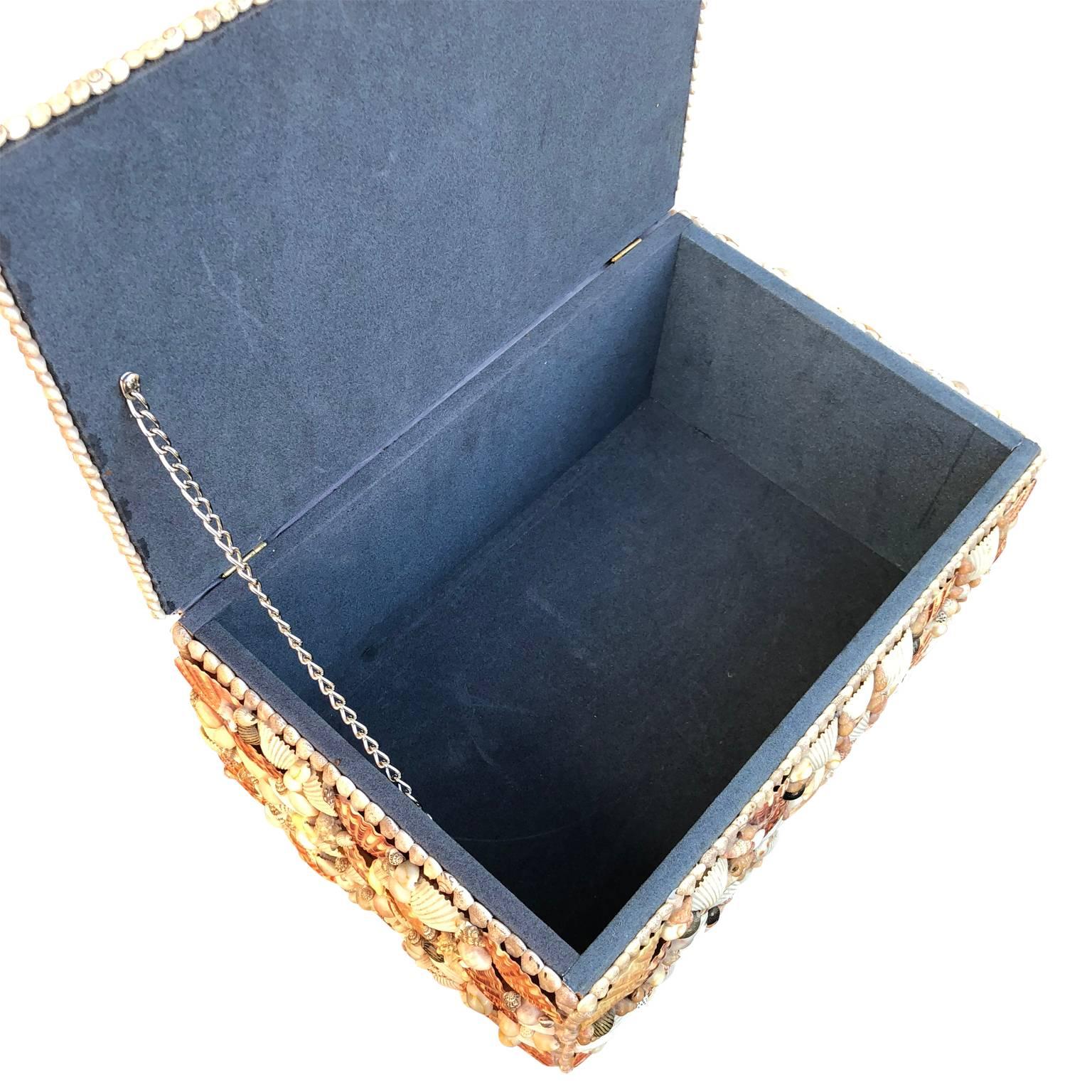 Arts and Crafts Vintage Jewelry Box Covered Pacific Seashell