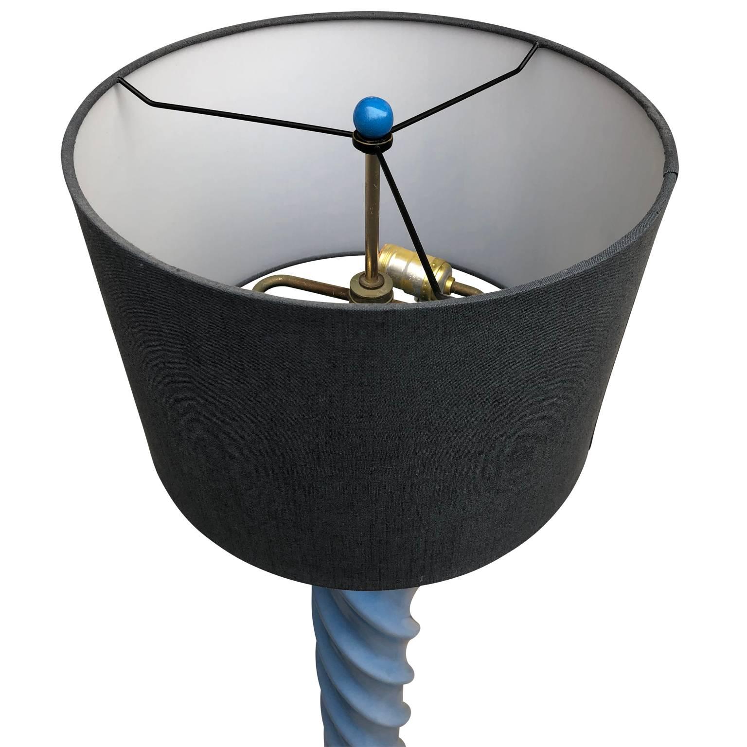 Blue Mid-Century Modern Twisted Floor Lamp 3