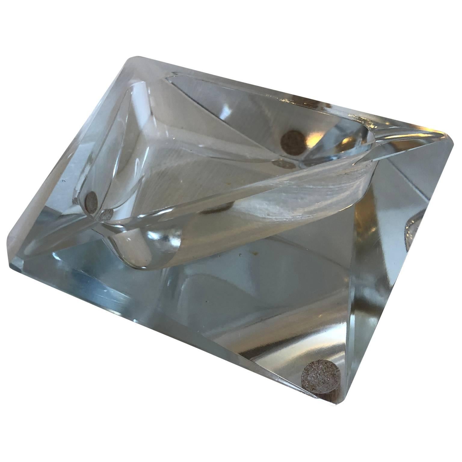 French Large Art Deco Baccarat Faceted Crystal Star-of David Ashtray