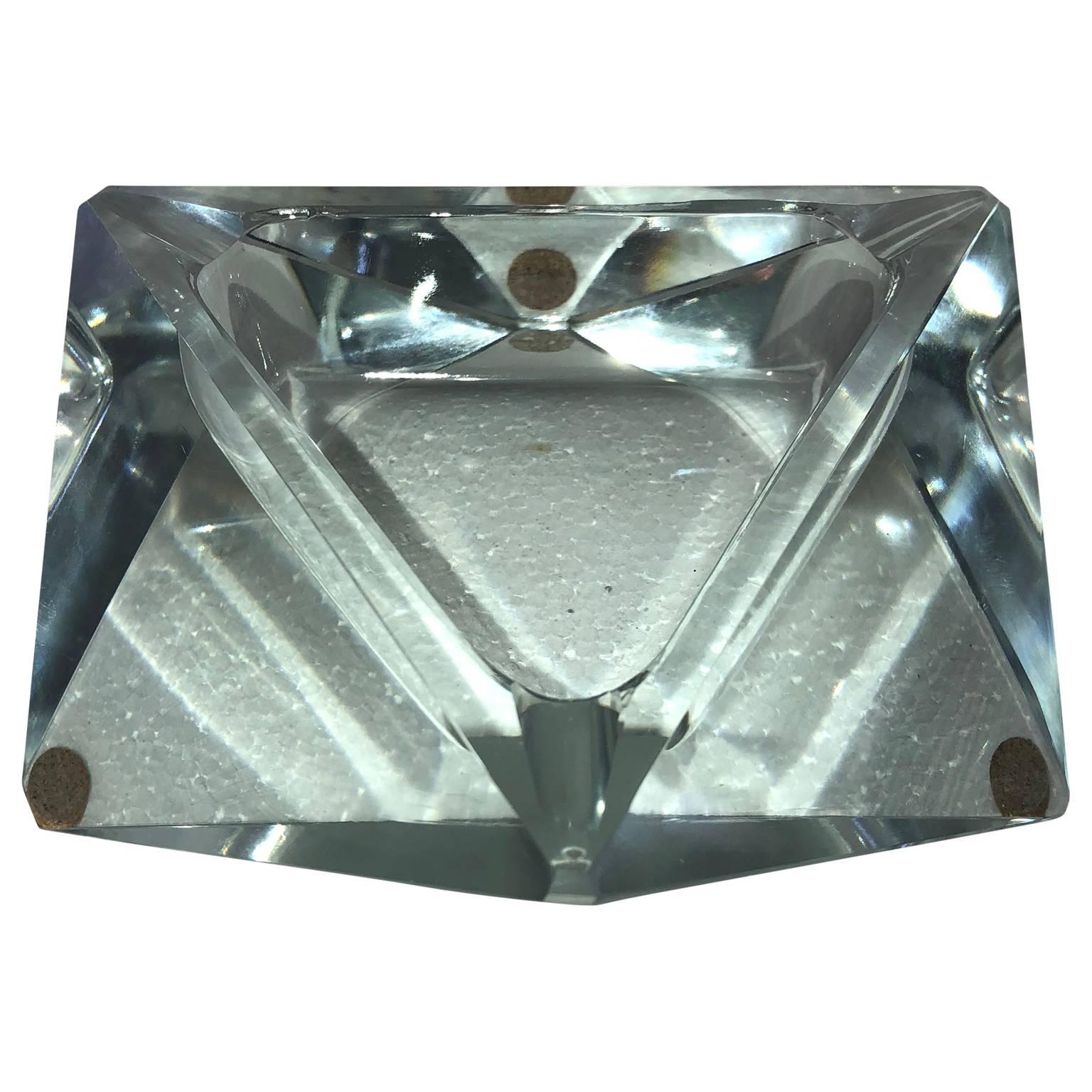 Large Art Deco Baccarat Faceted Crystal Star-of David Ashtray In Good Condition In Haddonfield, NJ