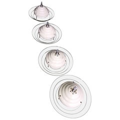 Set of Four Vintage Italian Lucite and White Enamel Kitchen Pendants