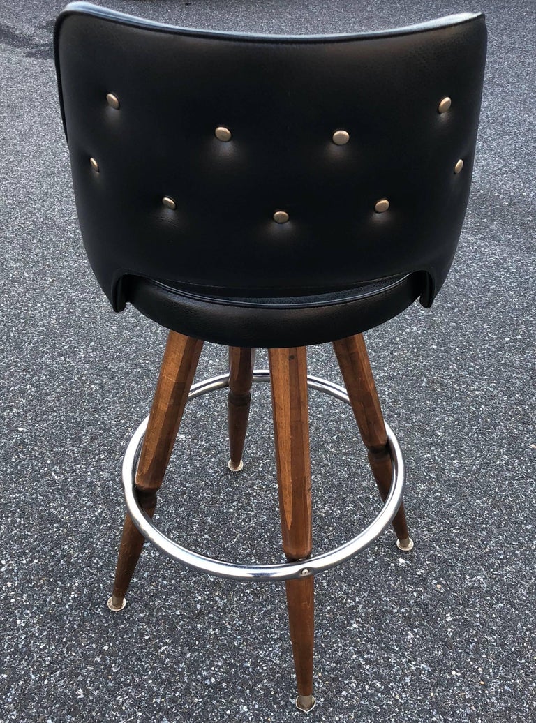 Set of Three Black FauxLeather Bar Stools at 1stDibs