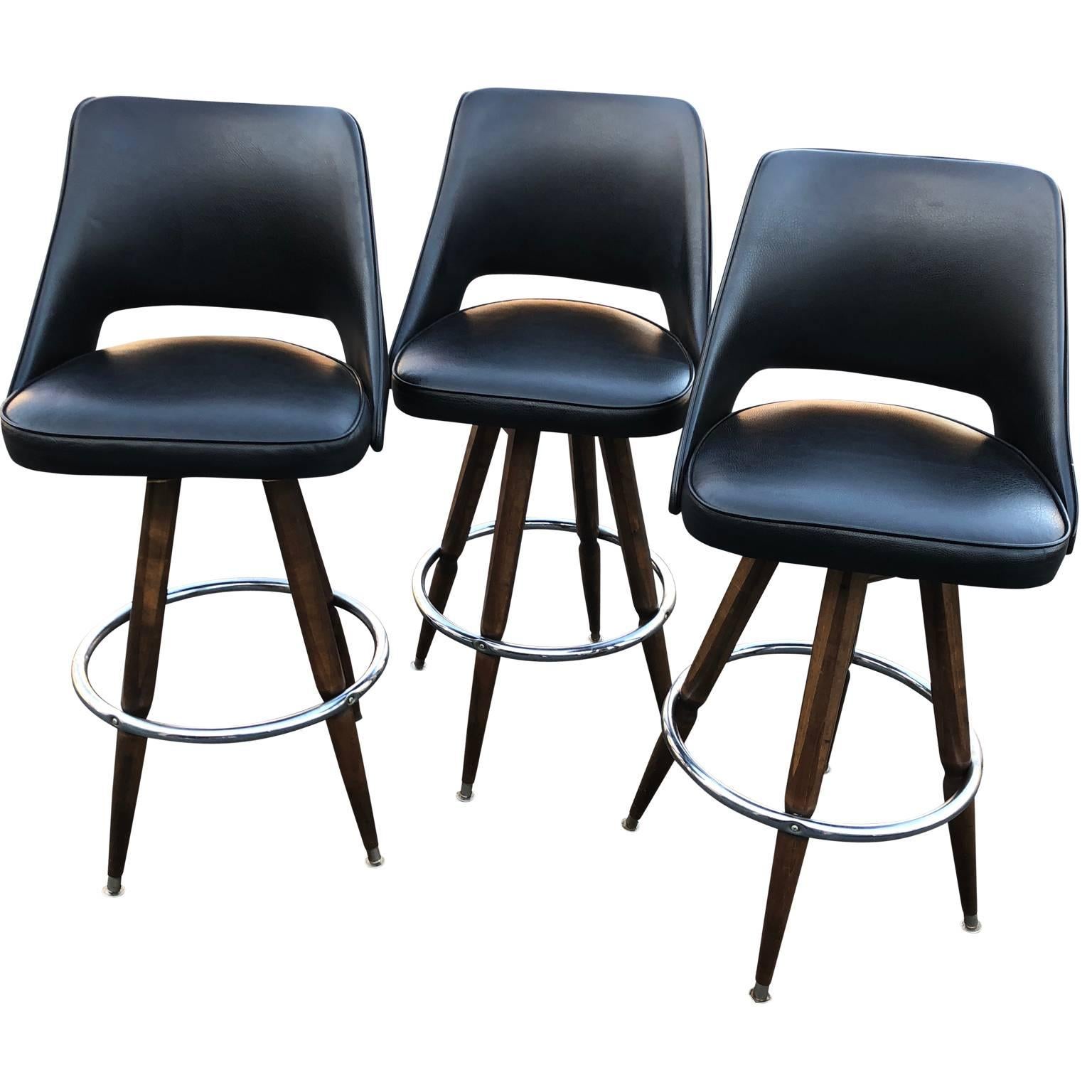 black faux leather bar stools
